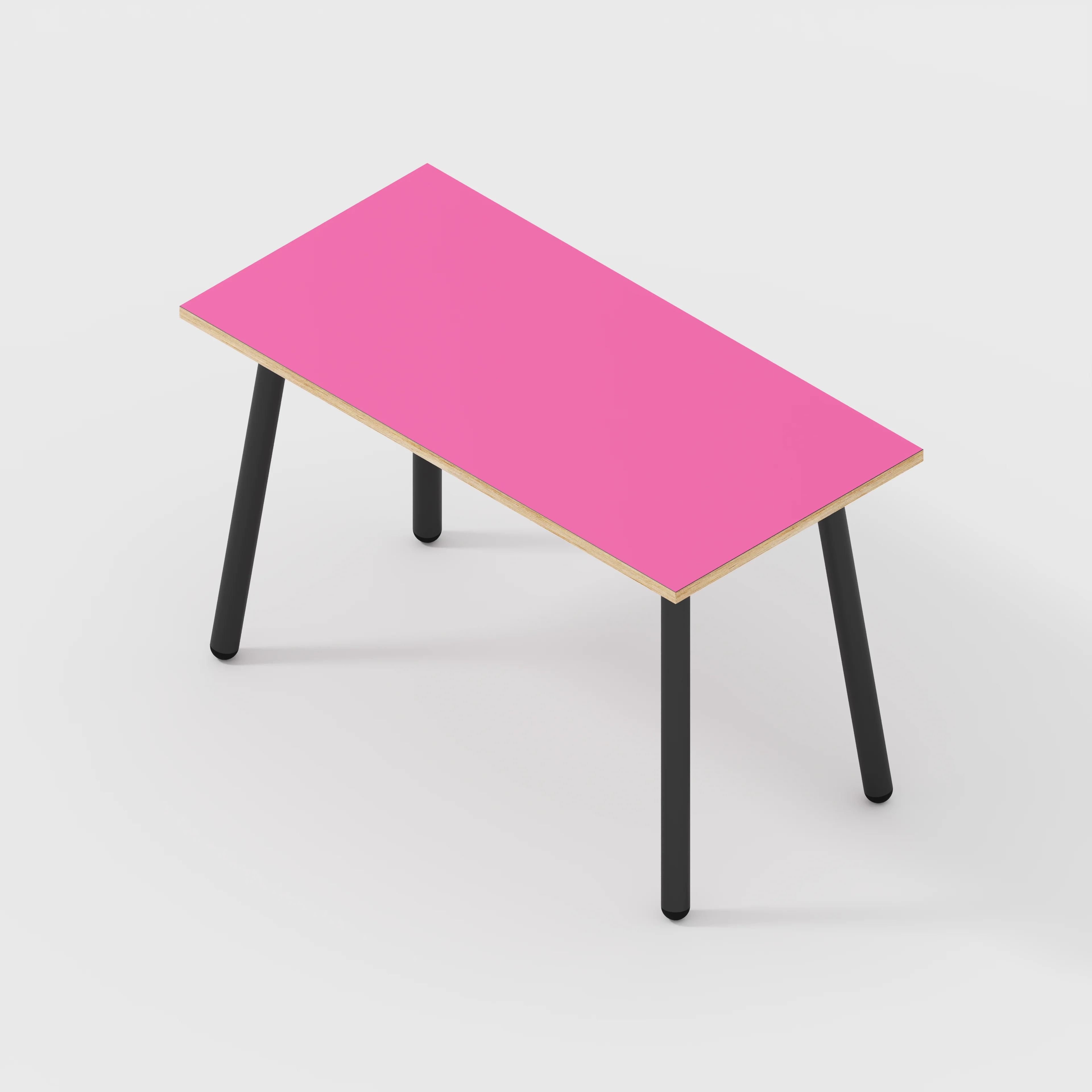 Plywood Desk with Black Round Single Pin Legs - Formica Juicy Pink - 1200(w) x 600(d) x 735(h) - Image 5