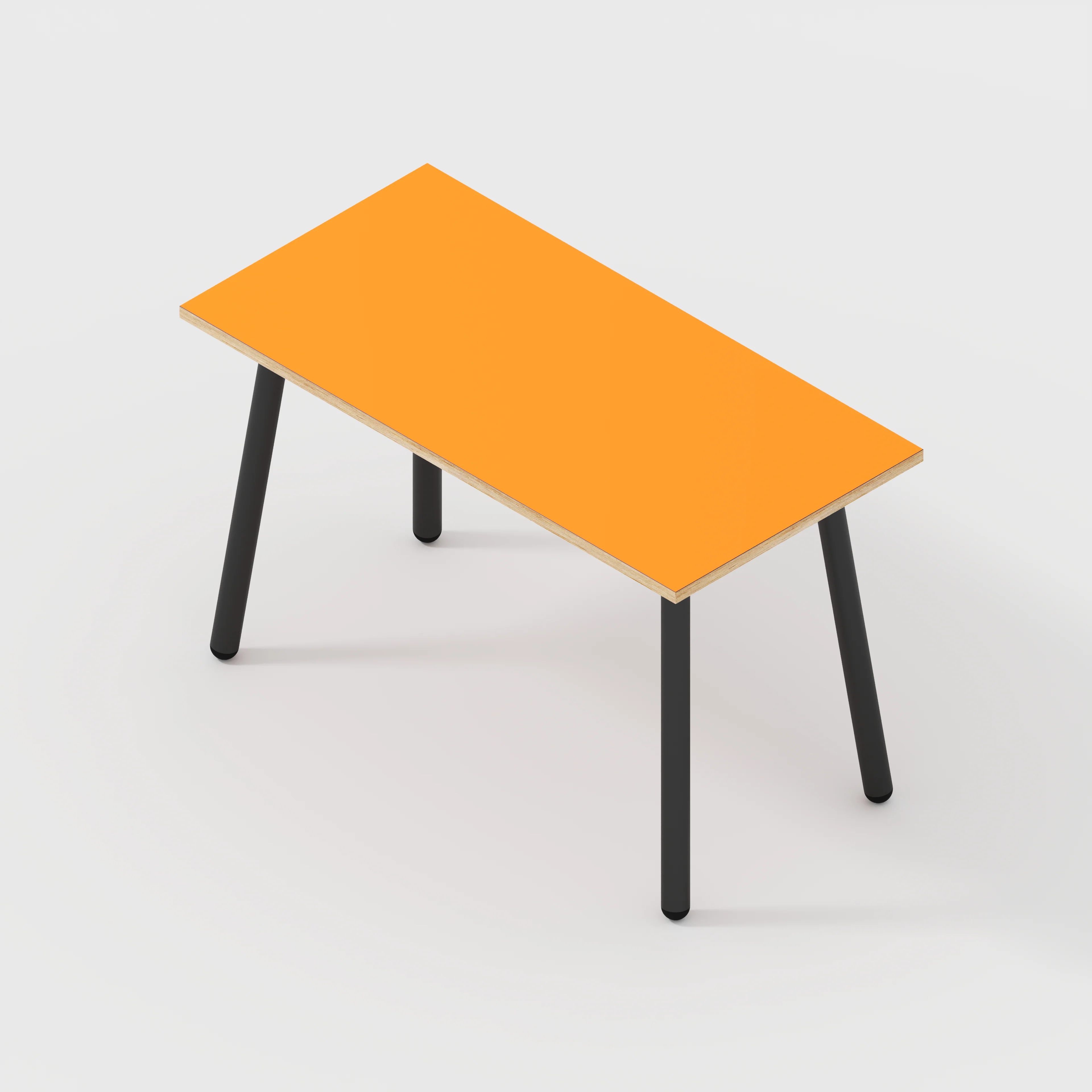 Plywood Desk with Black Round Single Pin Legs - Formica Levante Orange - 1200(w) x 600(d) x 735(h) - Image 5