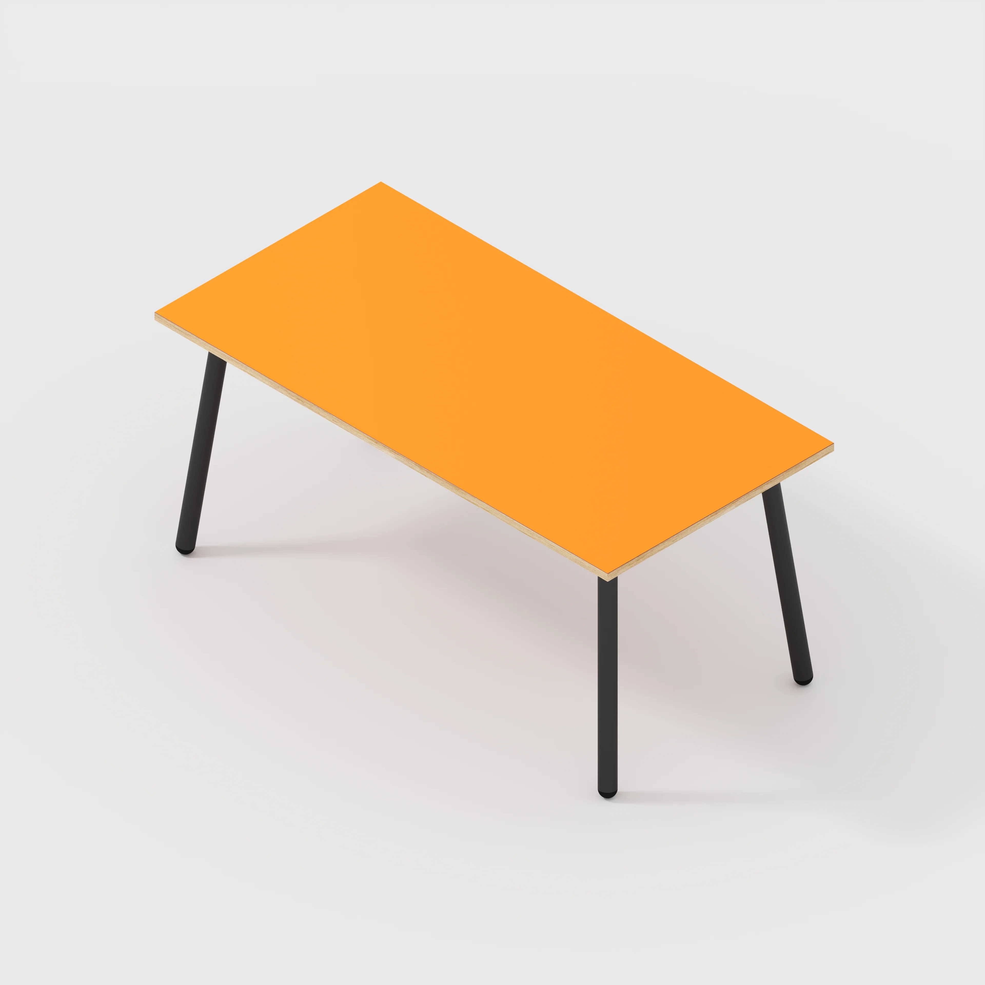 Plywood Desk with Black Round Single Pin Legs - Formica Levante Orange - 1600(w) x 800(d) x 735(h) - Image 5
