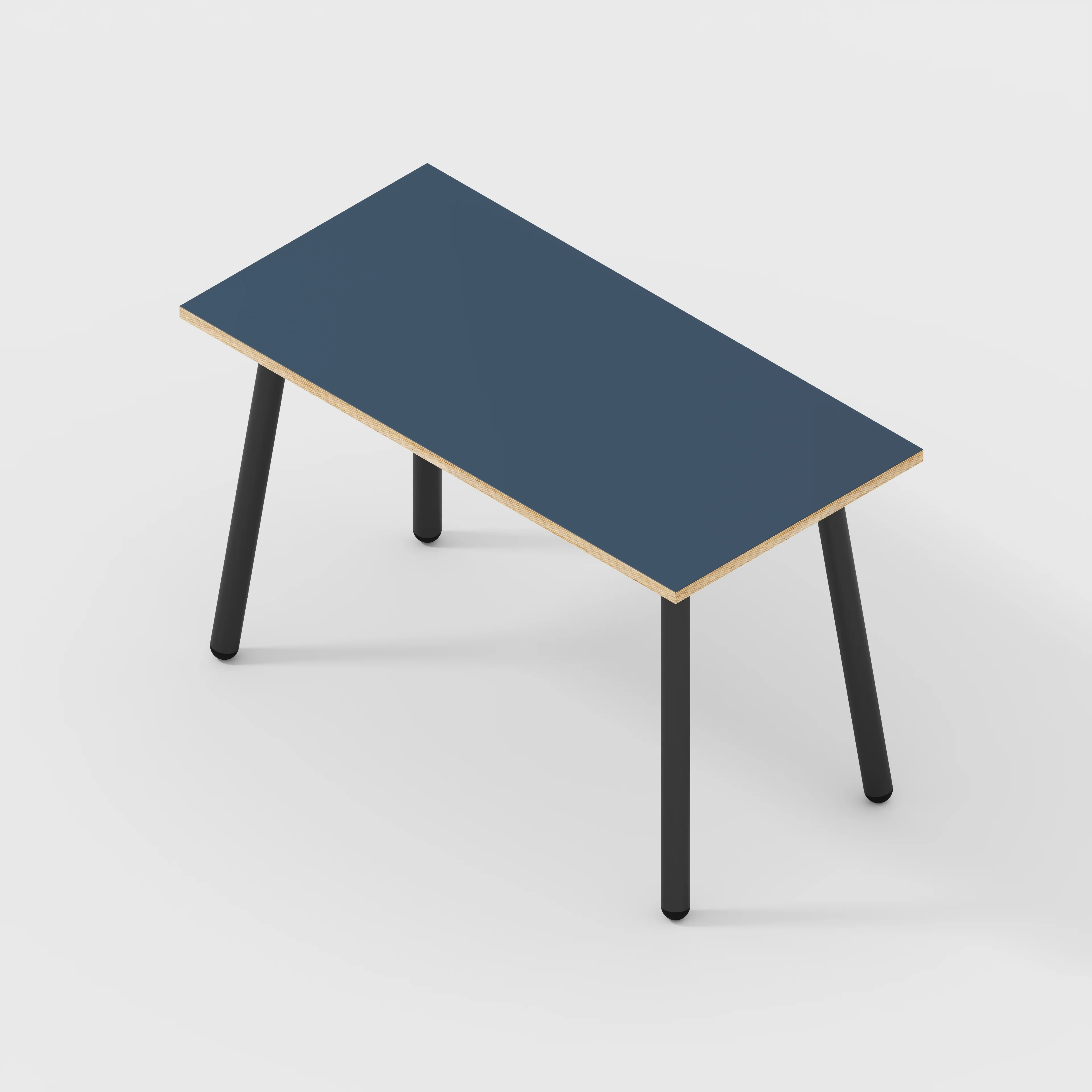 Plywood Desk with Black Round Single Pin Legs - Formica Night Sea Blue - 1200(w) x 600(d) x 735(h) - Image 5