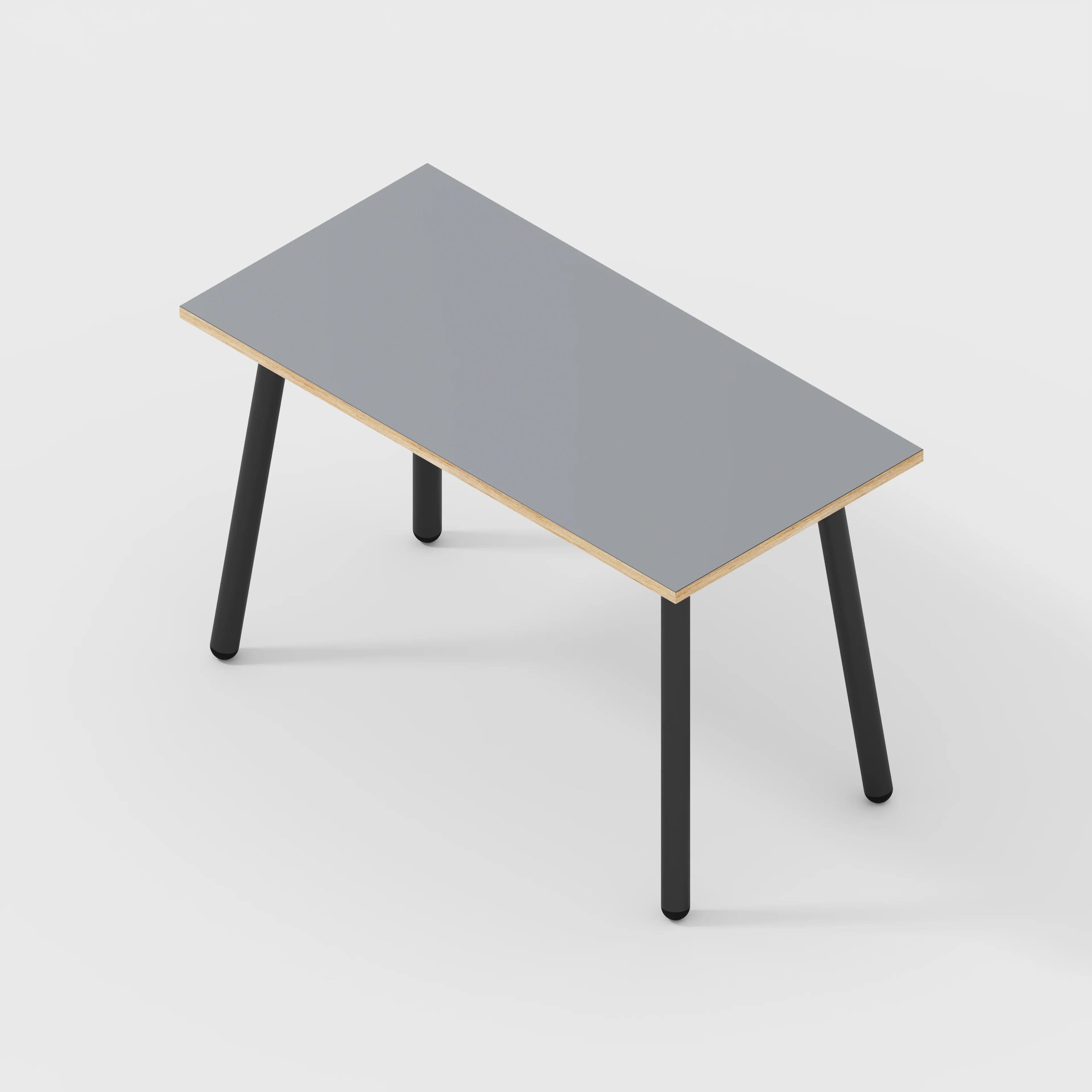 Plywood Desk with Black Round Single Pin Legs - Formica Tornado Grey - 1200(w) x 600(d) x 735(h) - Image 5