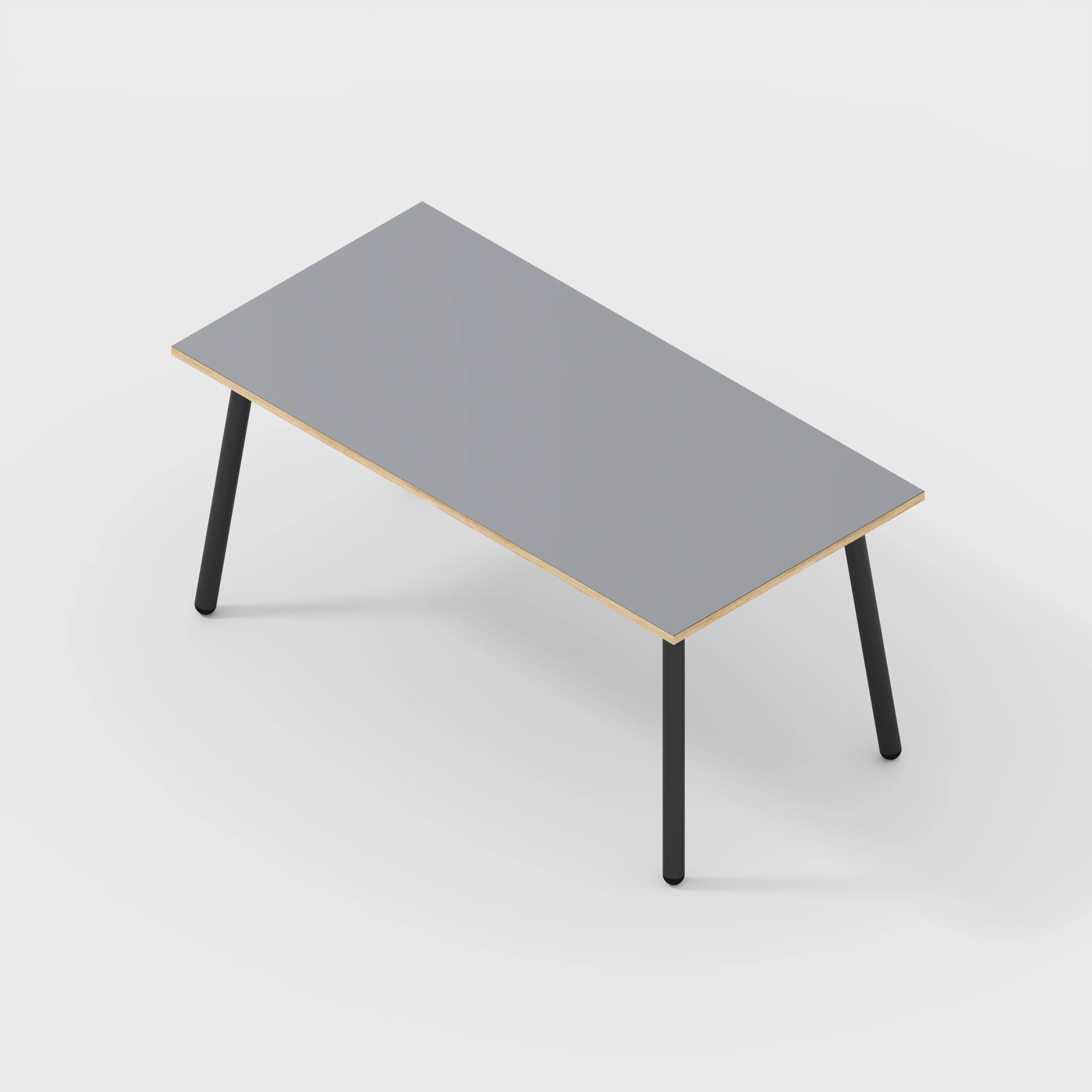 Plywood Desk with Black Round Single Pin Legs - Formica Tornado Grey - 1600(w) x 800(d) x 735(h) - Image 5