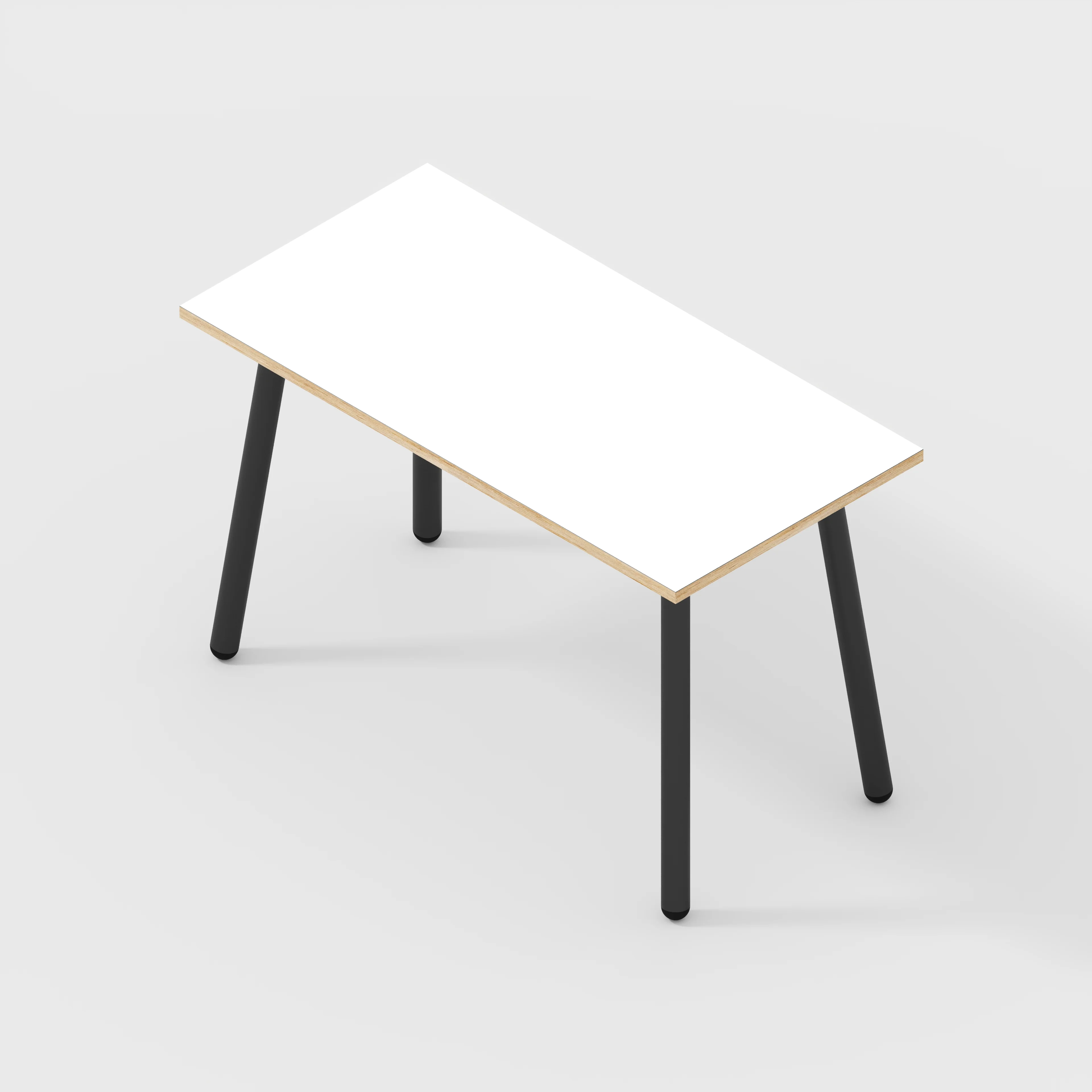 Plywood Desk with Black Round Single Pin Legs - Formica White - 1200(w) x 600(d) x 735(h) - Image 5
