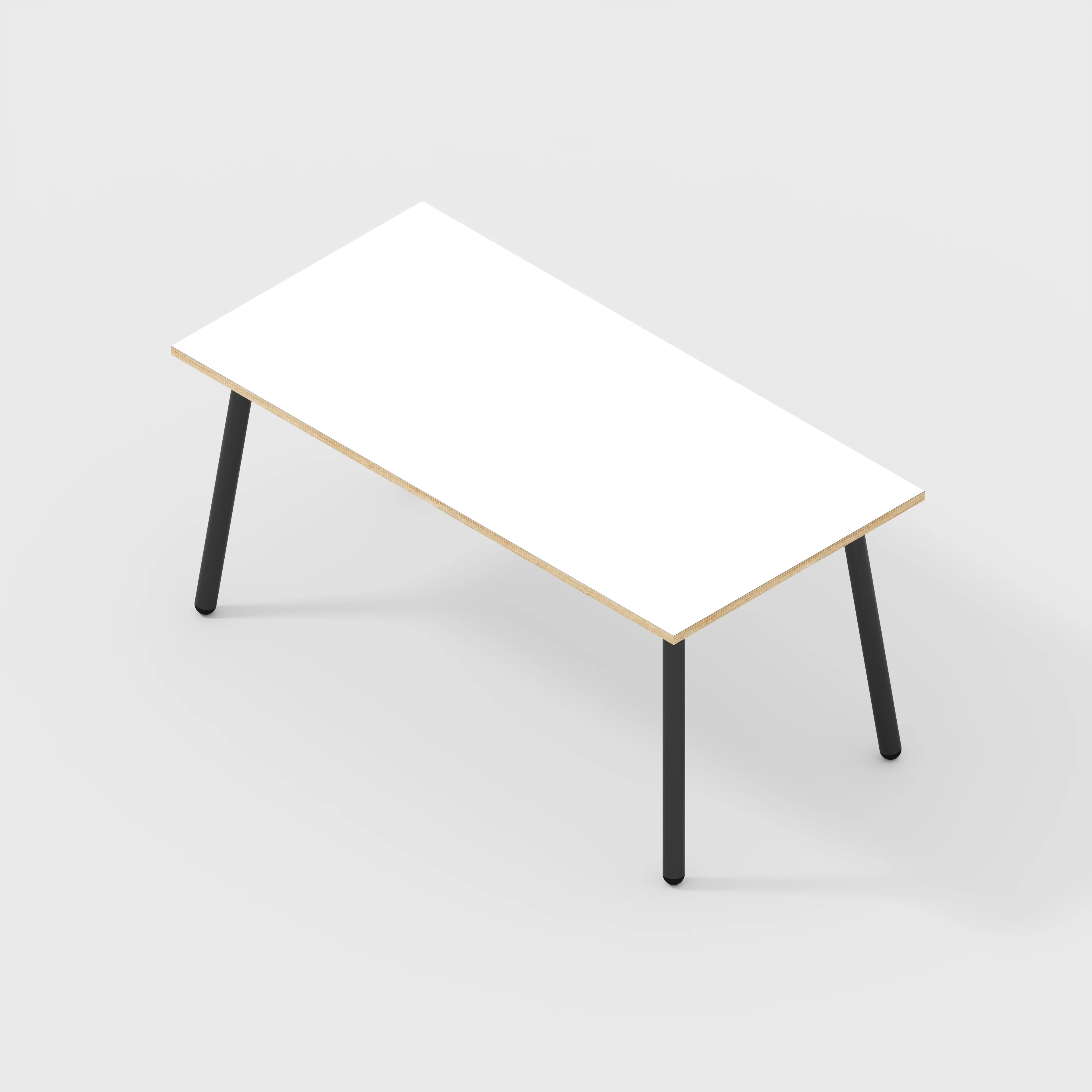 Plywood Desk with Black Round Single Pin Legs - Formica White - 1600(w) x 800(d) x 735(h) - Image 5