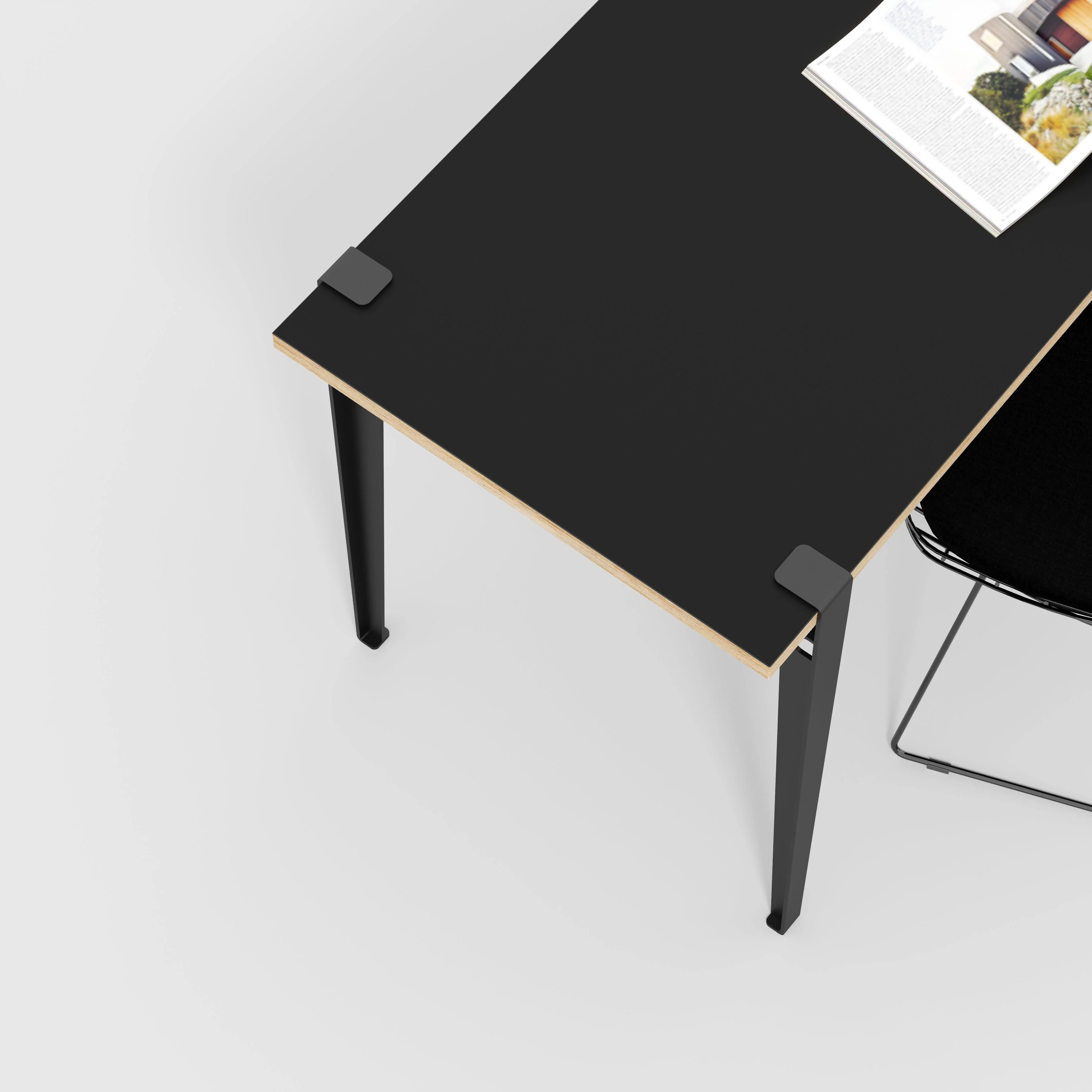 Plywood Desk with Black Tiptoe Legs - Formica Diamond Black - 1600(w) x 800(d) x 750(h) - Image 3