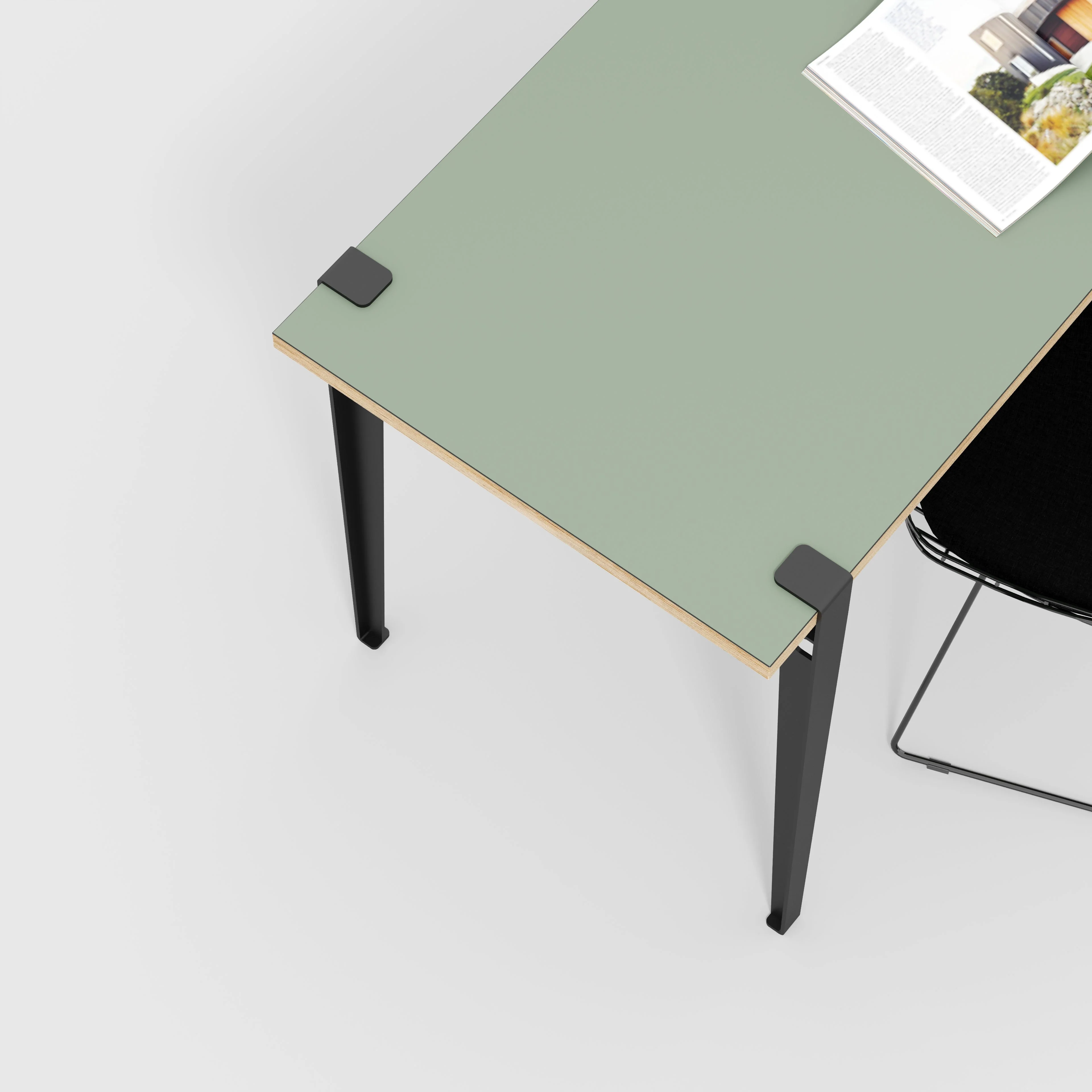 Plywood Desk with Black Tiptoe Legs - Formica Green Slate - 1600(w) x 800(d) x 750(h) - Image 3