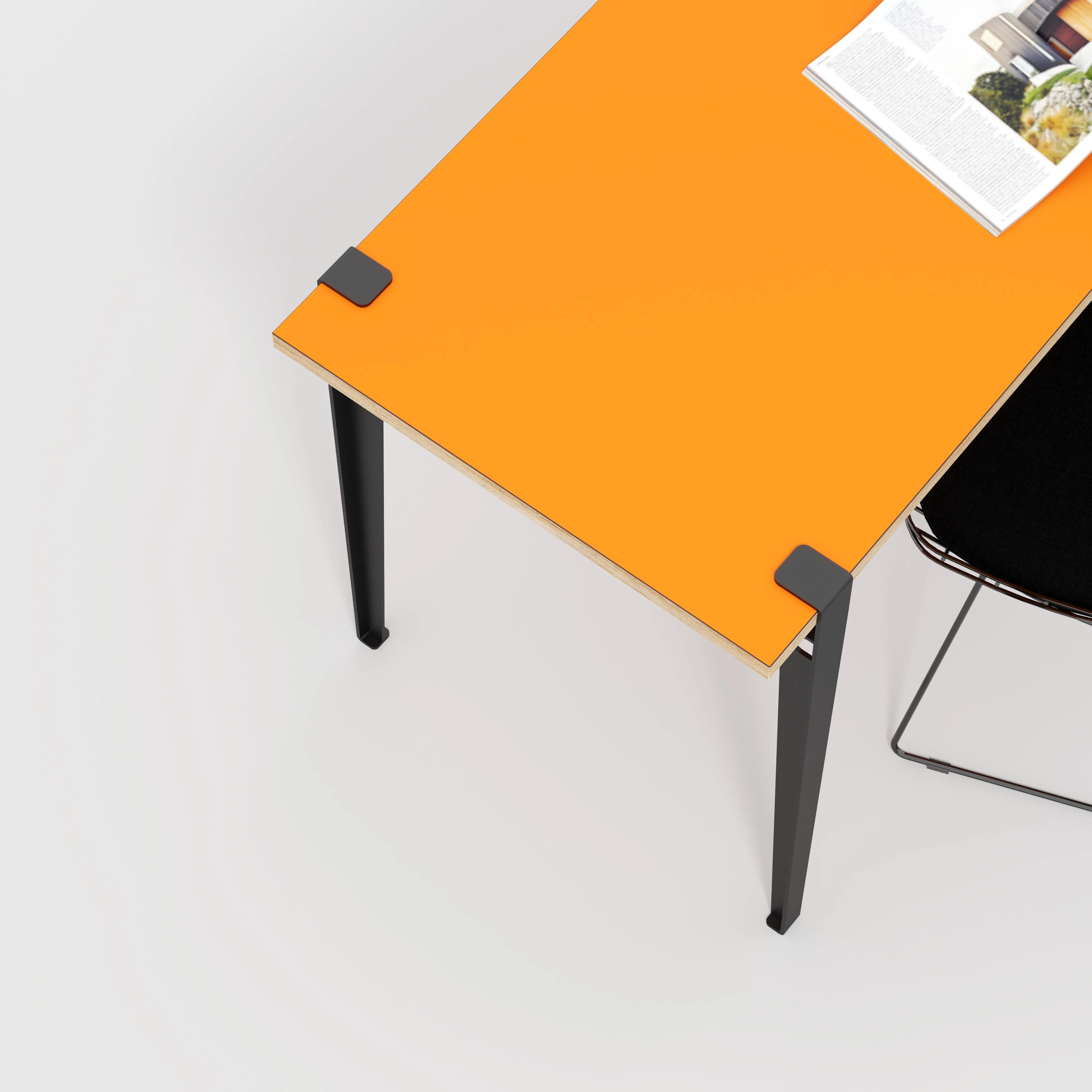 Plywood Desk with Black Tiptoe Legs - Formica Levante Orange - 1200(w) x 600(d) x 750(h) - Image 3