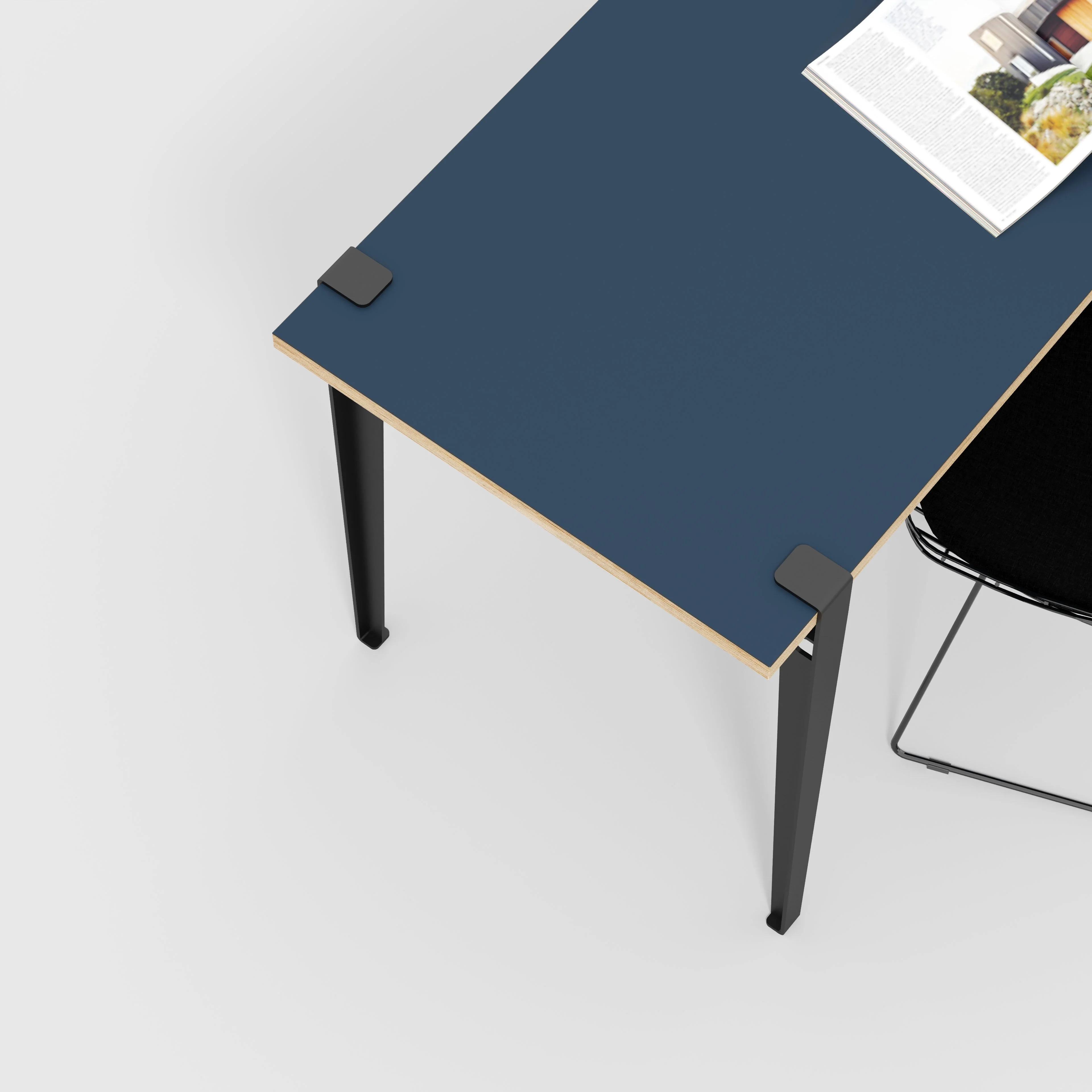Plywood Desk with Black Tiptoe Legs - Formica Night Sea Blue - 1600(w) x 800(d) x 750(h) - Image 3