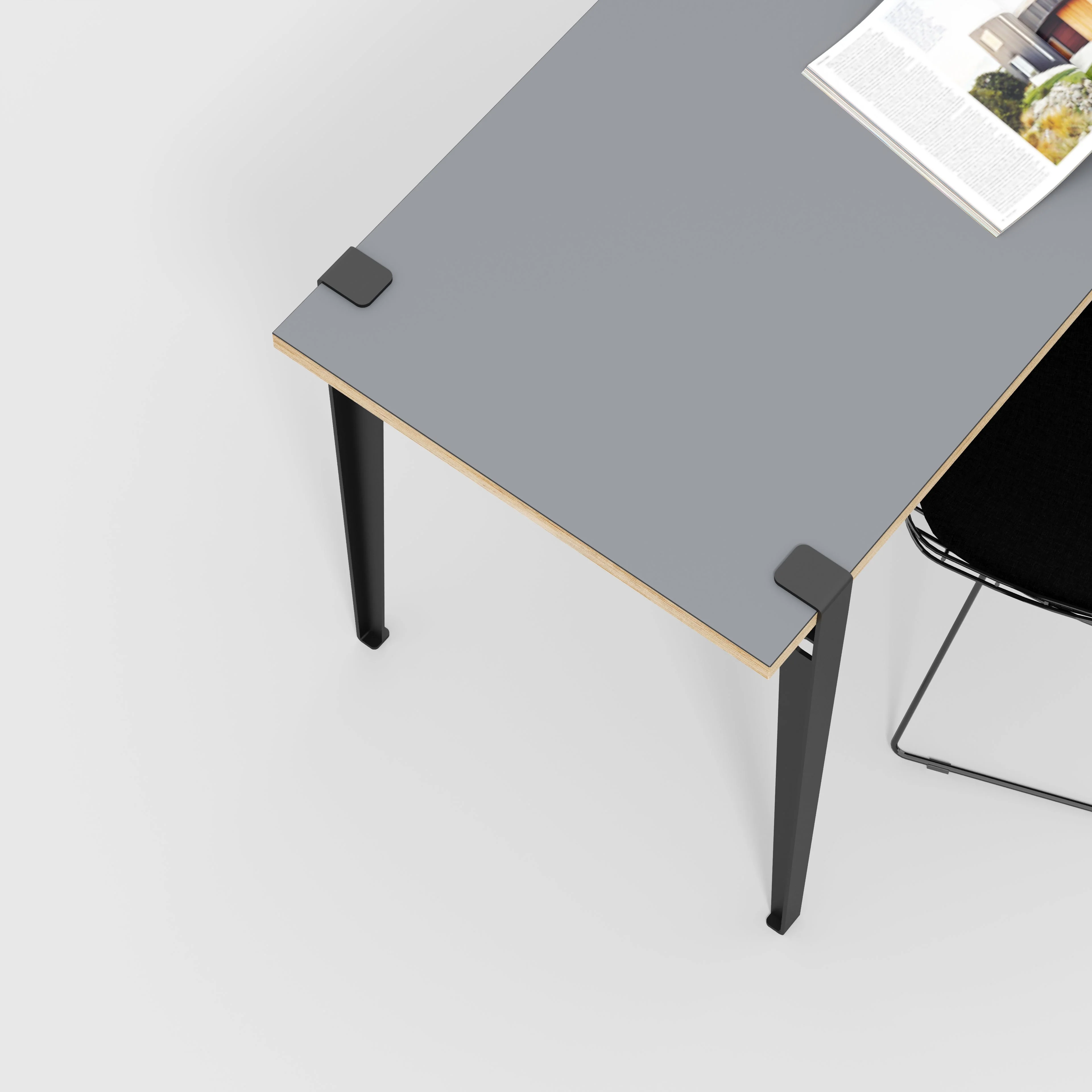 Plywood Desk with Black Tiptoe Legs - Formica Tornado Grey - 1600(w) x 800(d) x 750(h) - Image 3
