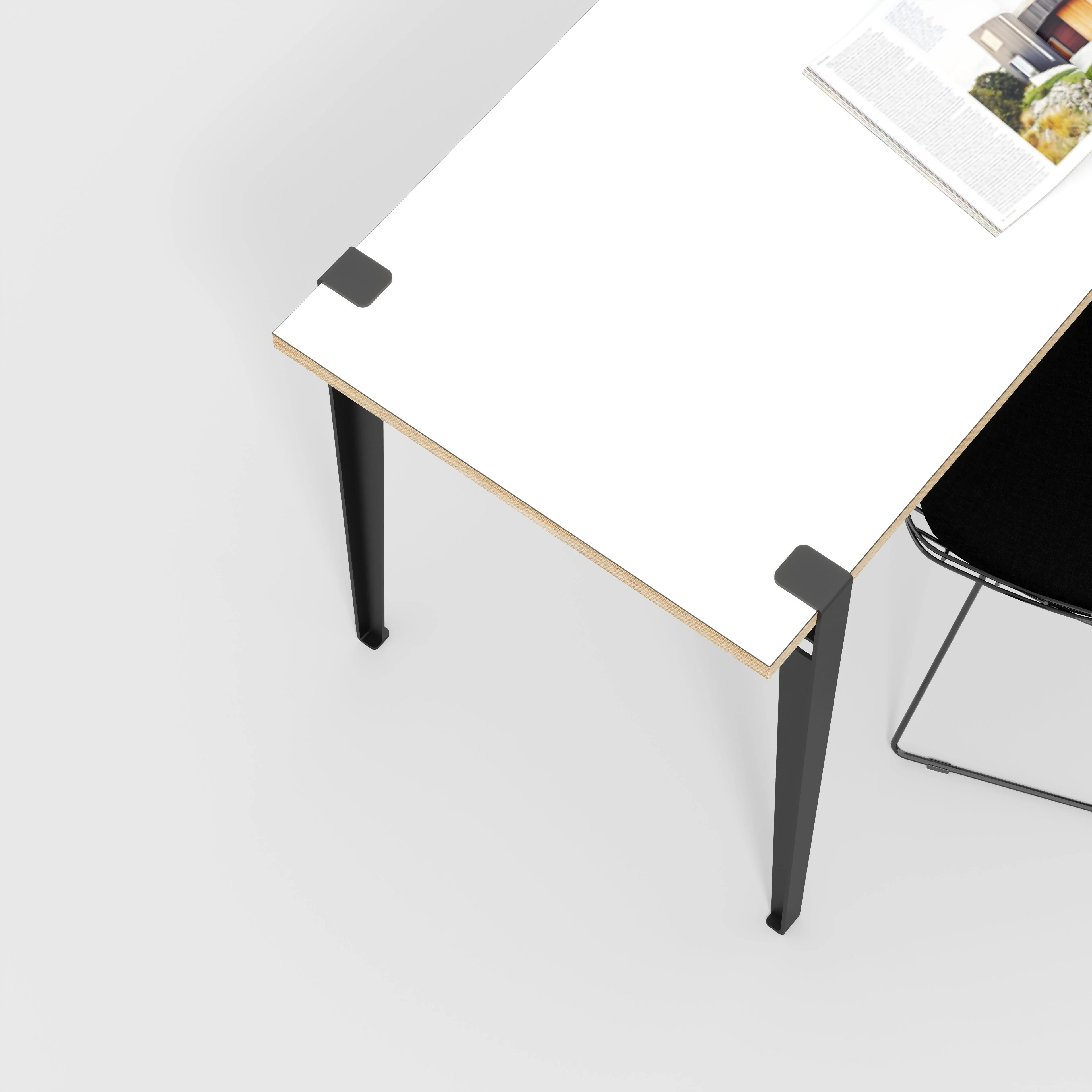Plywood Desk with Black Tiptoe Legs - Formica White - 1600(w) x 800(d) x 750(h) - Image 3