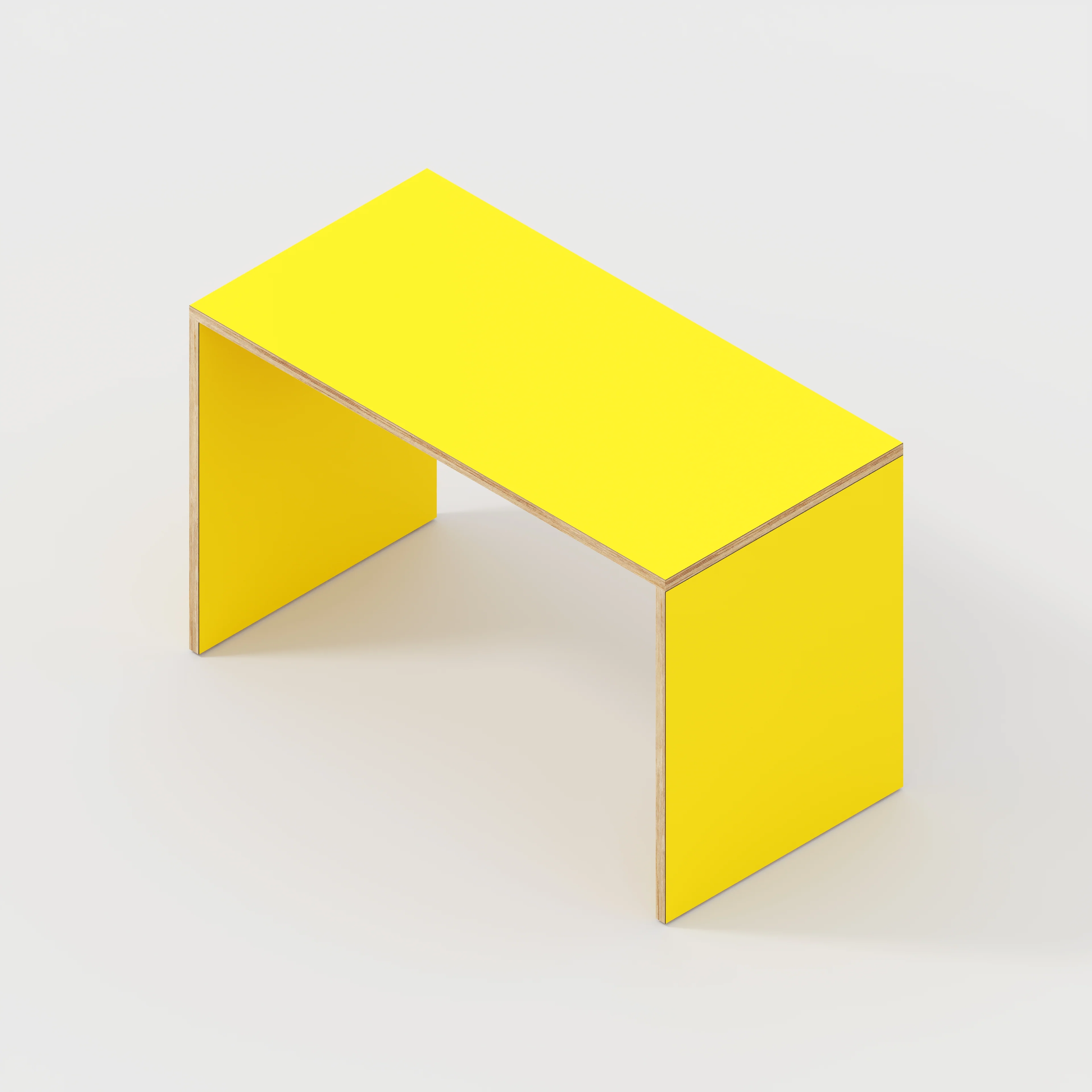Plywood Desk with Solid Sides - Formica Chrome Yellow - 1200(w) x 600(d) x 750(h) - Image 5