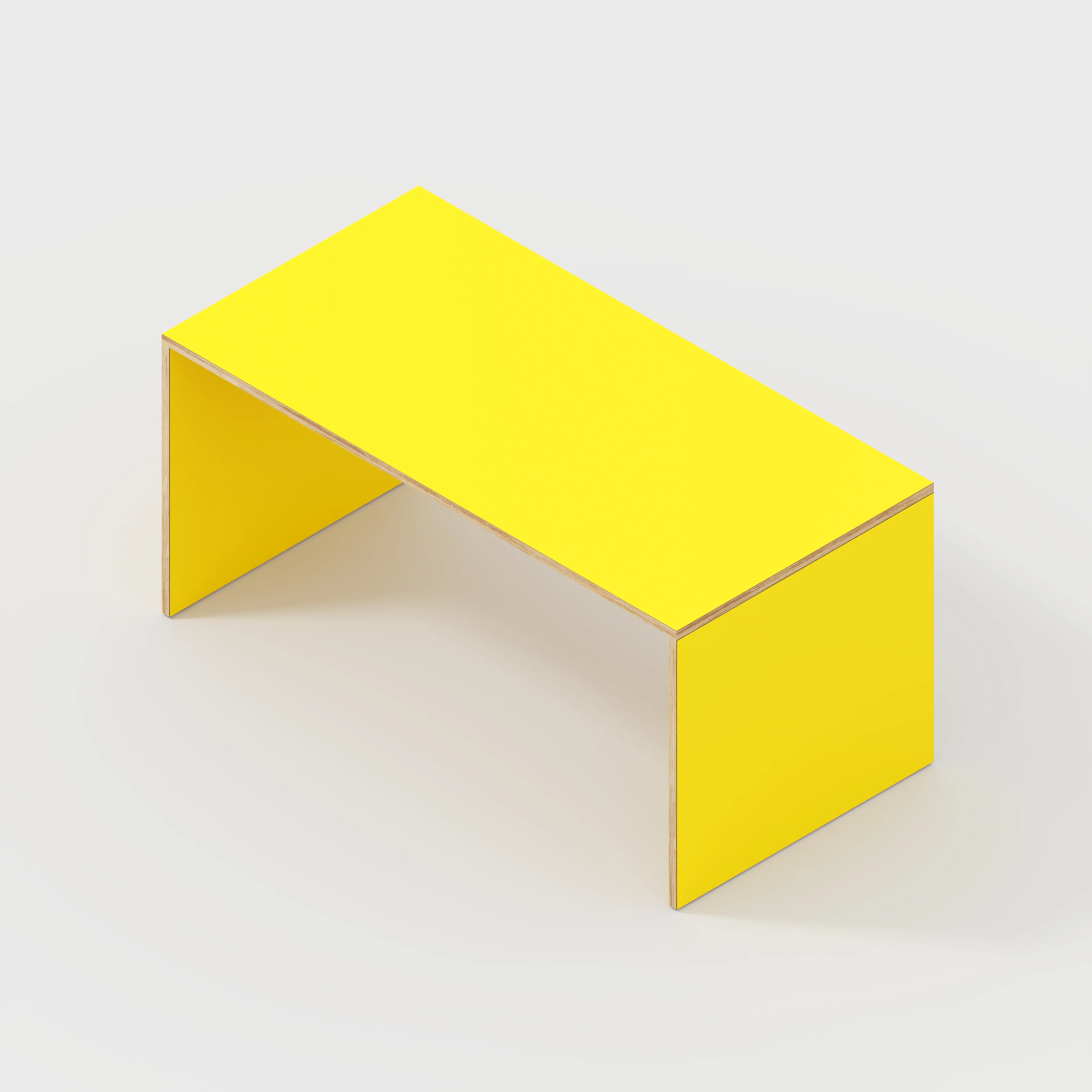 Plywood Desk with Solid Sides - Formica Chrome Yellow - 1600(w) x 800(d) x 750(h) - Image 5