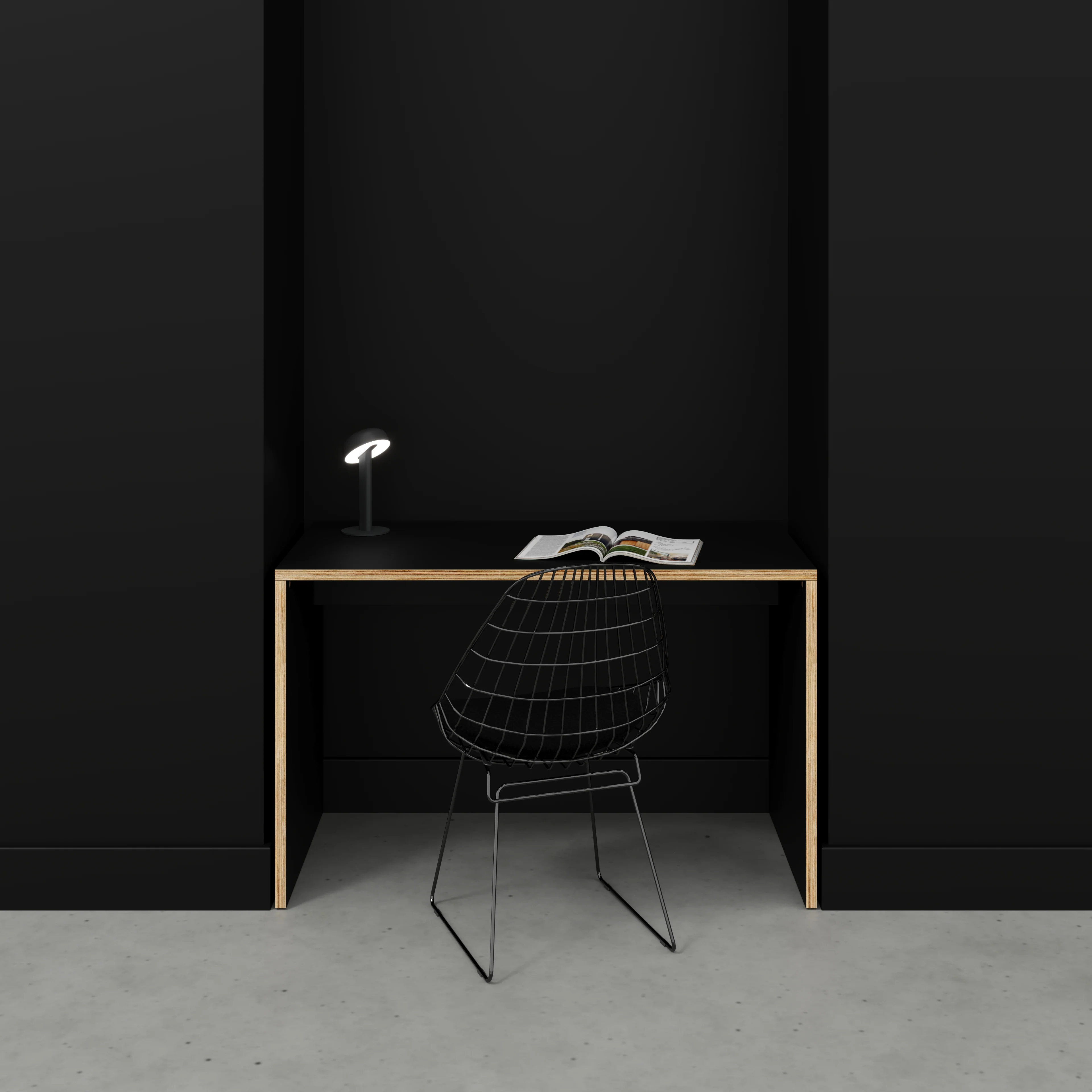 Plywood Desk with Solid Sides - Formica Diamond Black - 1200(w) x 600(d) x 750(h) - Image 2