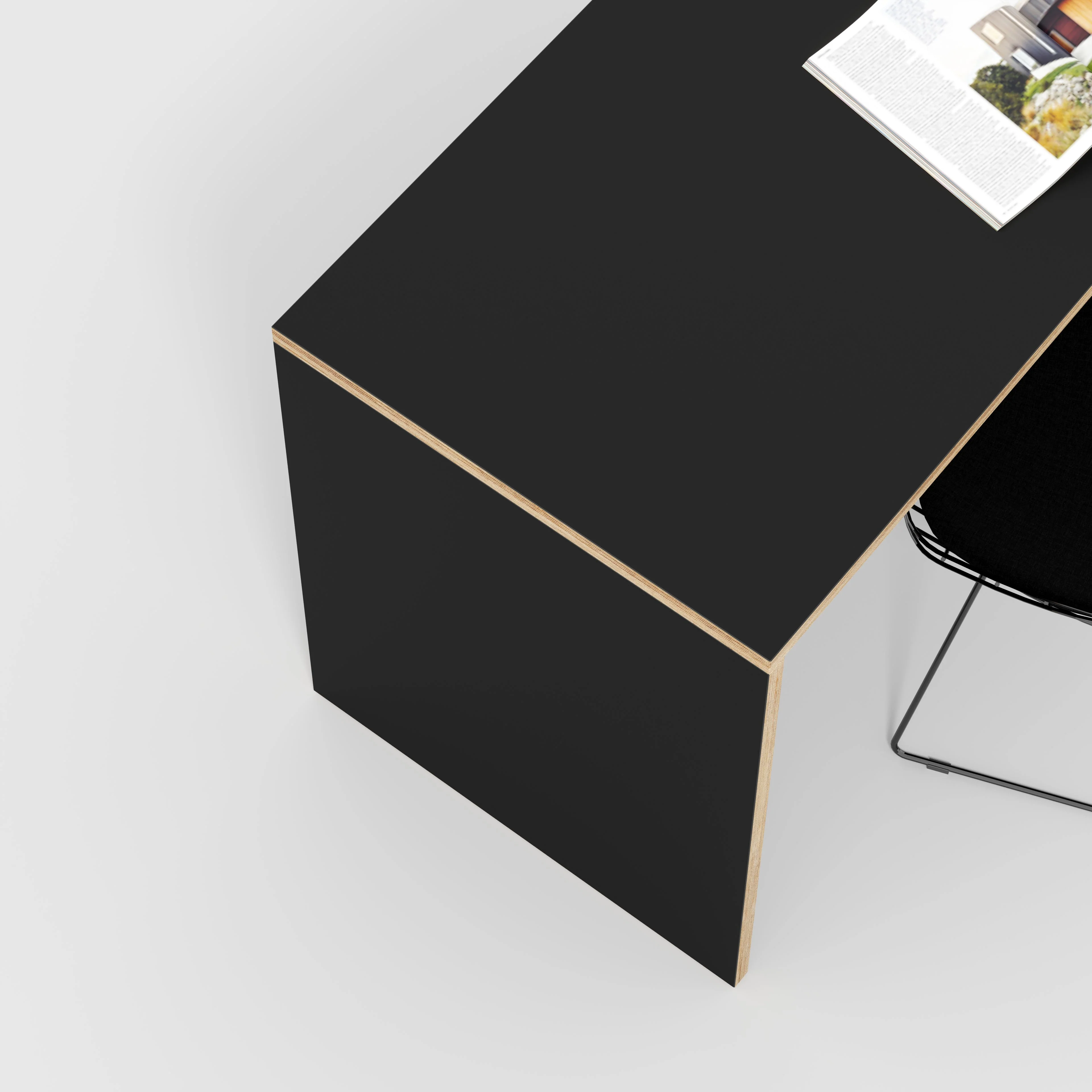 Plywood Desk with Solid Sides - Formica Diamond Black - 1200(w) x 600(d) x 750(h) - Image 3