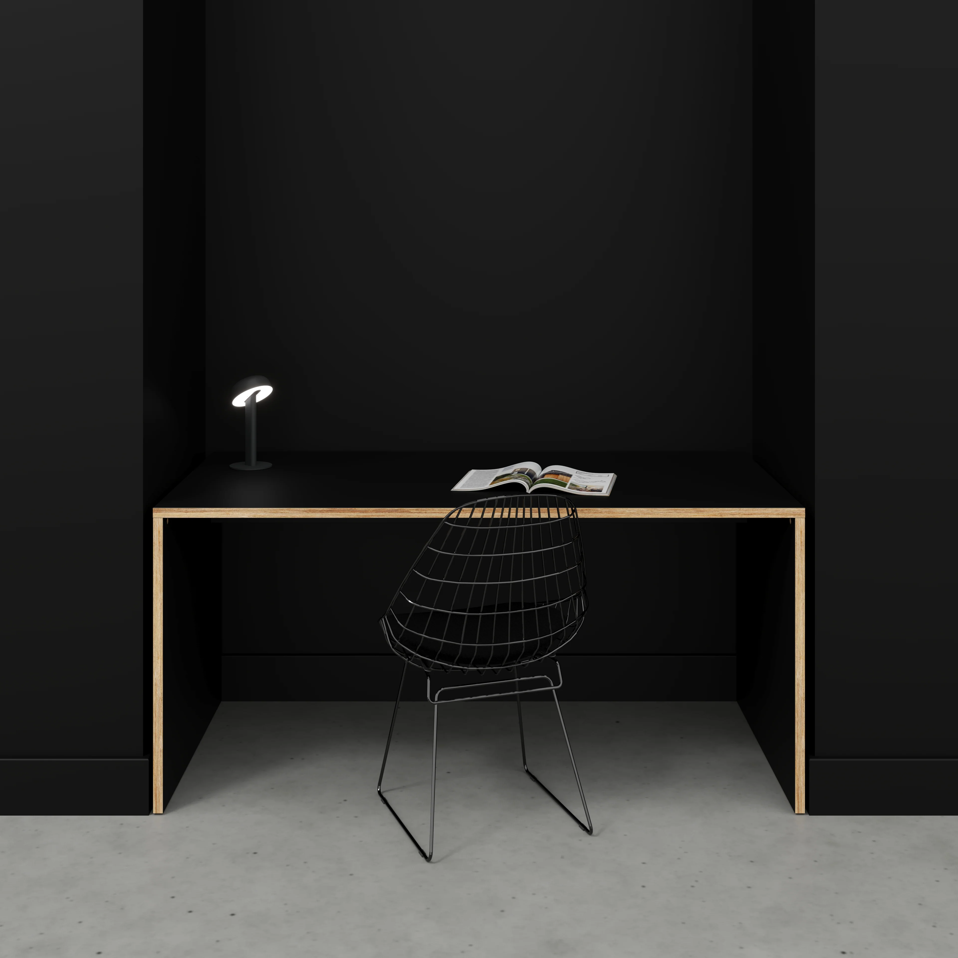 Plywood Desk with Solid Sides - Formica Diamond Black - 1600(w) x 800(d) x 750(h) - Image 2