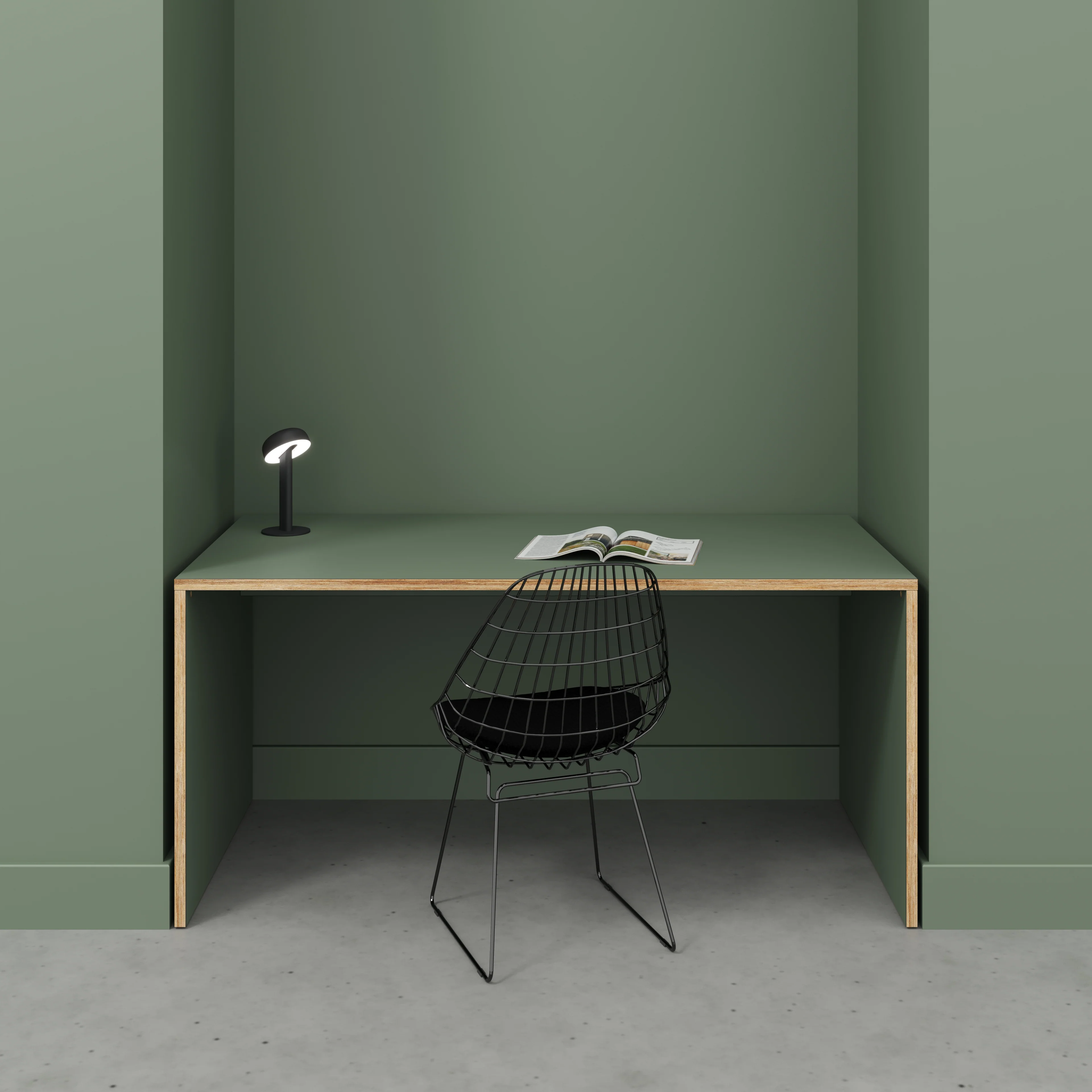 Plywood Desk with Solid Sides - Formica Green Slate - 1600(w) x 800(d) x 750(h) - Image 2