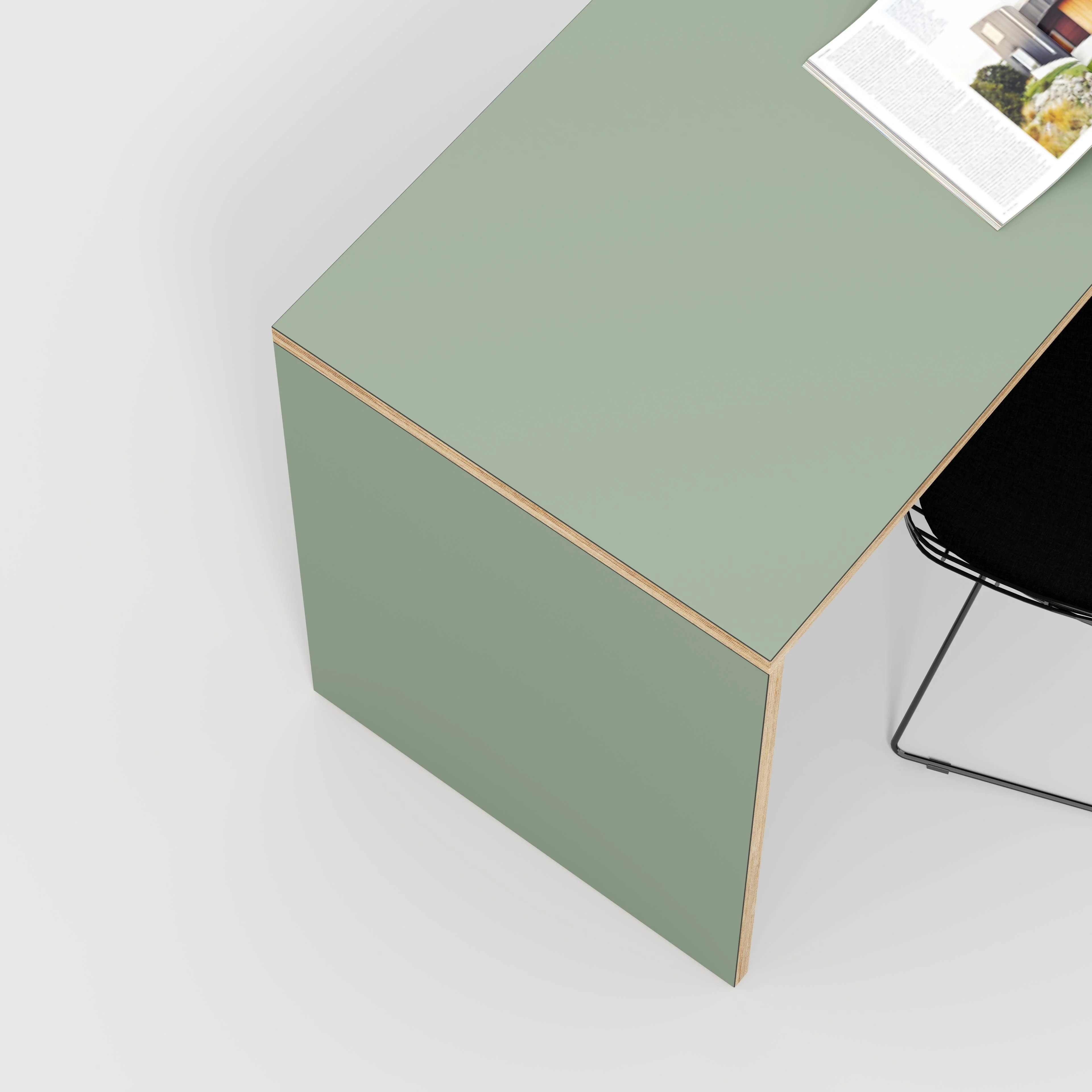 Plywood Desk with Solid Sides - Formica Green Slate - 1600(w) x 800(d) x 750(h) - Image 3