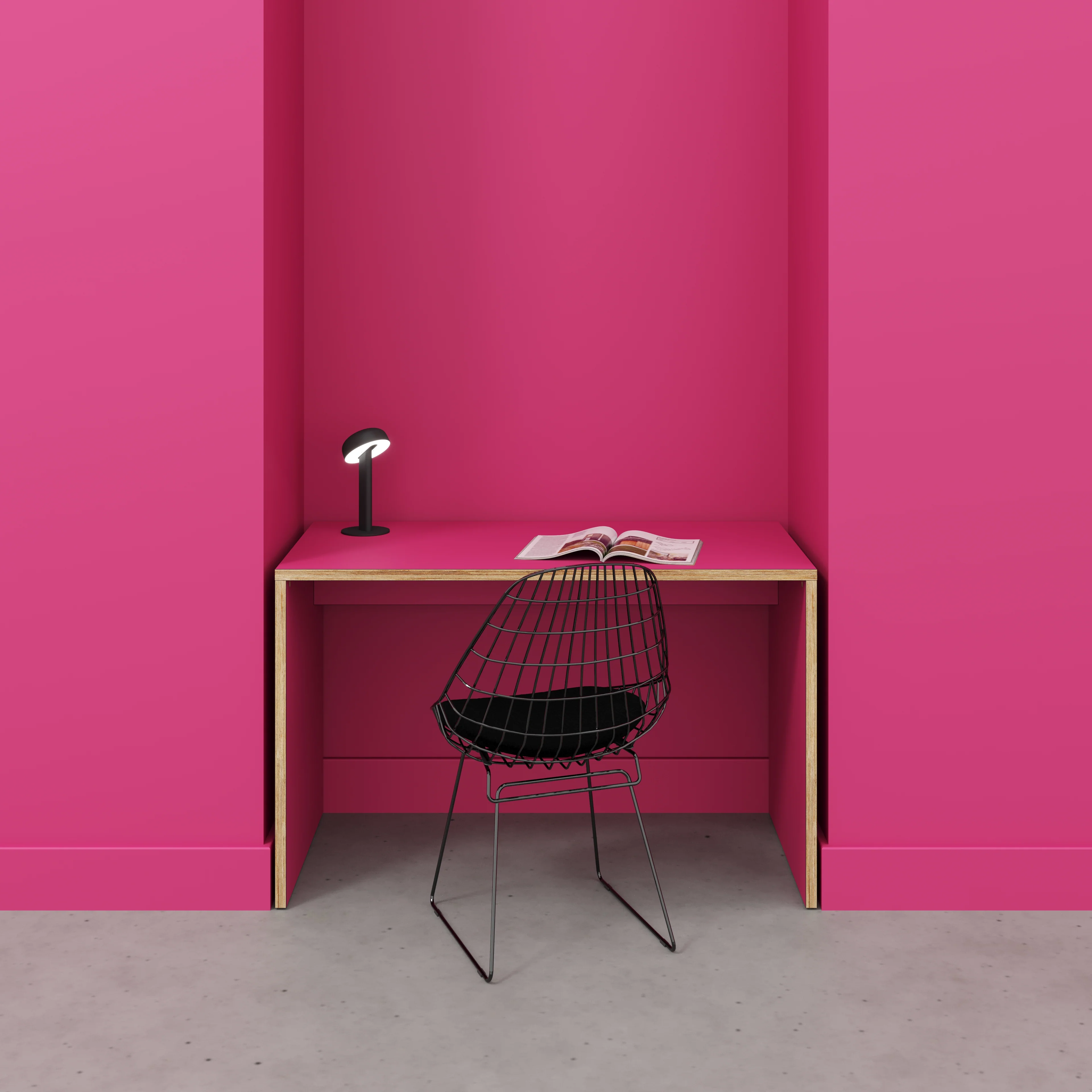 Plywood Desk with Solid Sides - Formica Juicy Pink - 1200(w) x 600(d) x 750(h) - Image 2