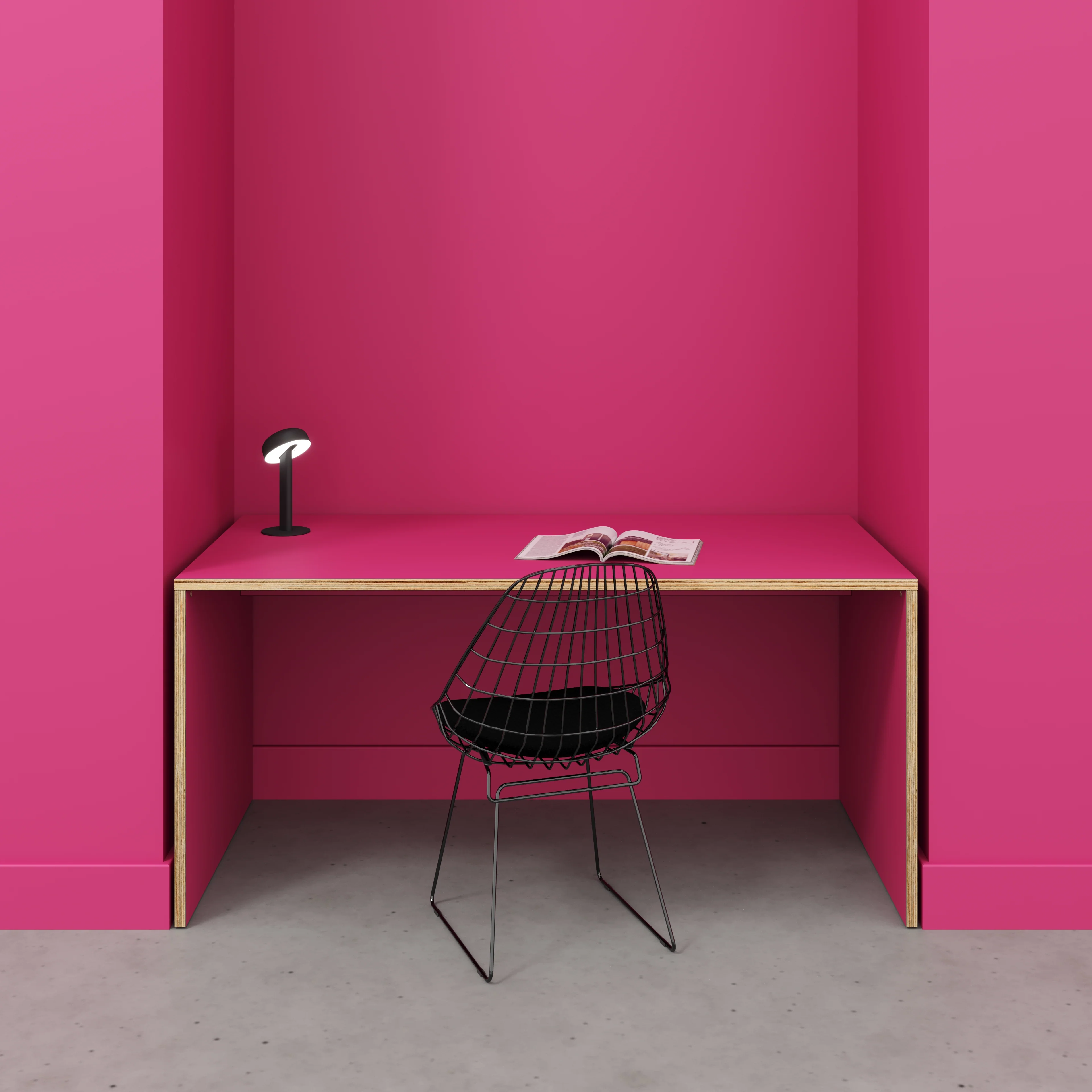 Plywood Desk with Solid Sides - Formica Juicy Pink - 1600(w) x 800(d) x 750(h) - Image 2
