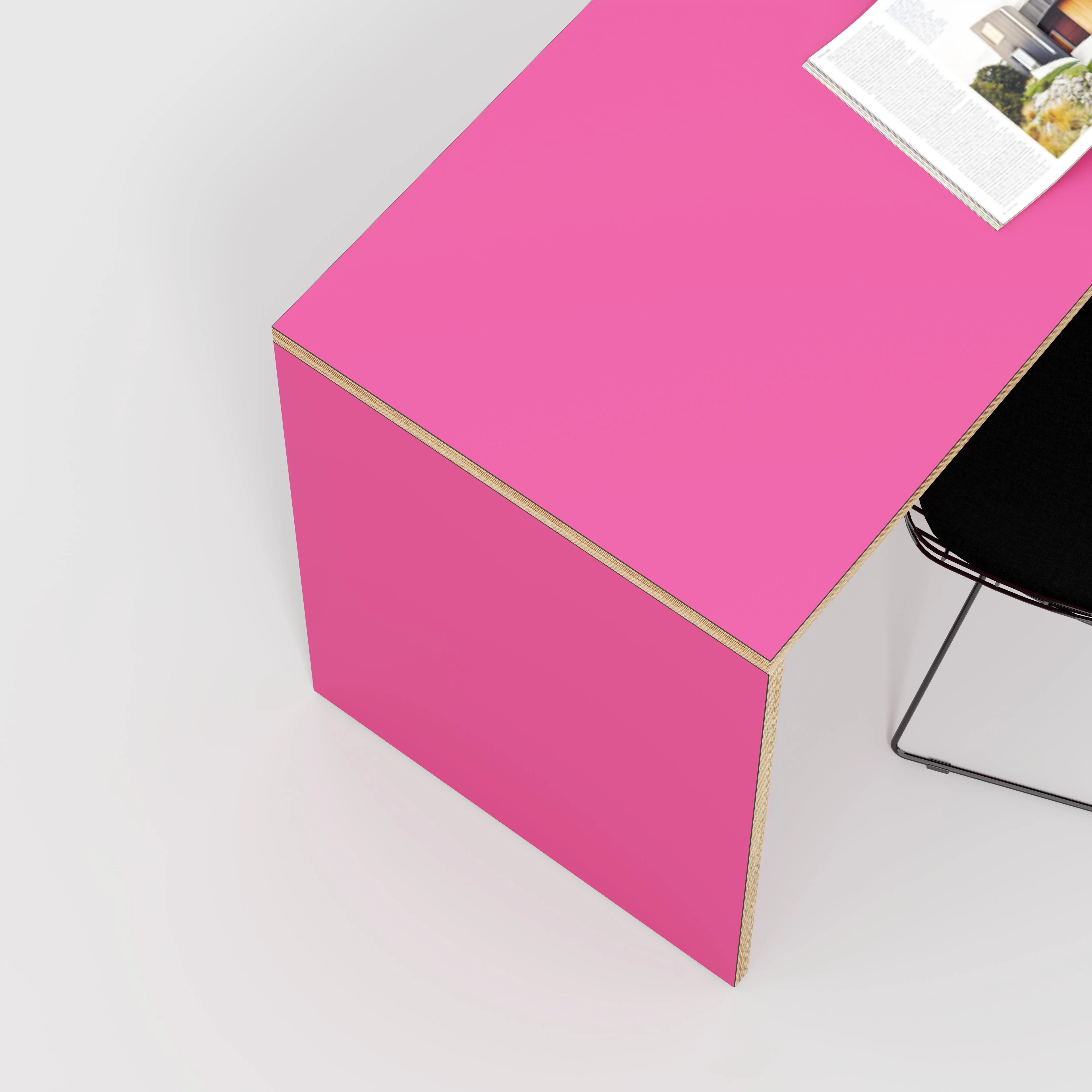 Plywood Desk with Solid Sides - Formica Juicy Pink - 1600(w) x 800(d) x 750(h) - Image 3