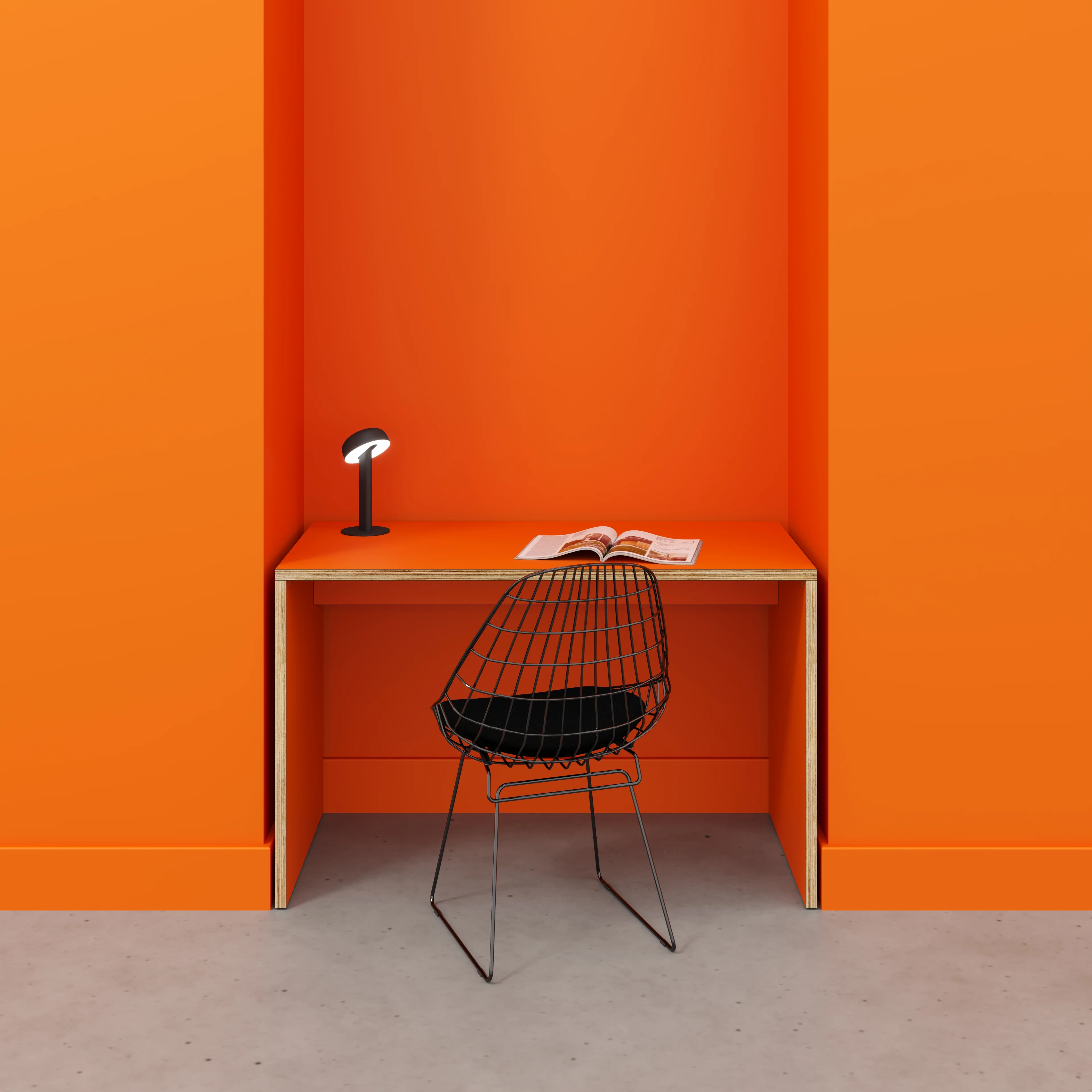 Plywood Desk with Solid Sides - Formica Levante Orange - 1200(w) x 600(d) x 750(h) - Image 2