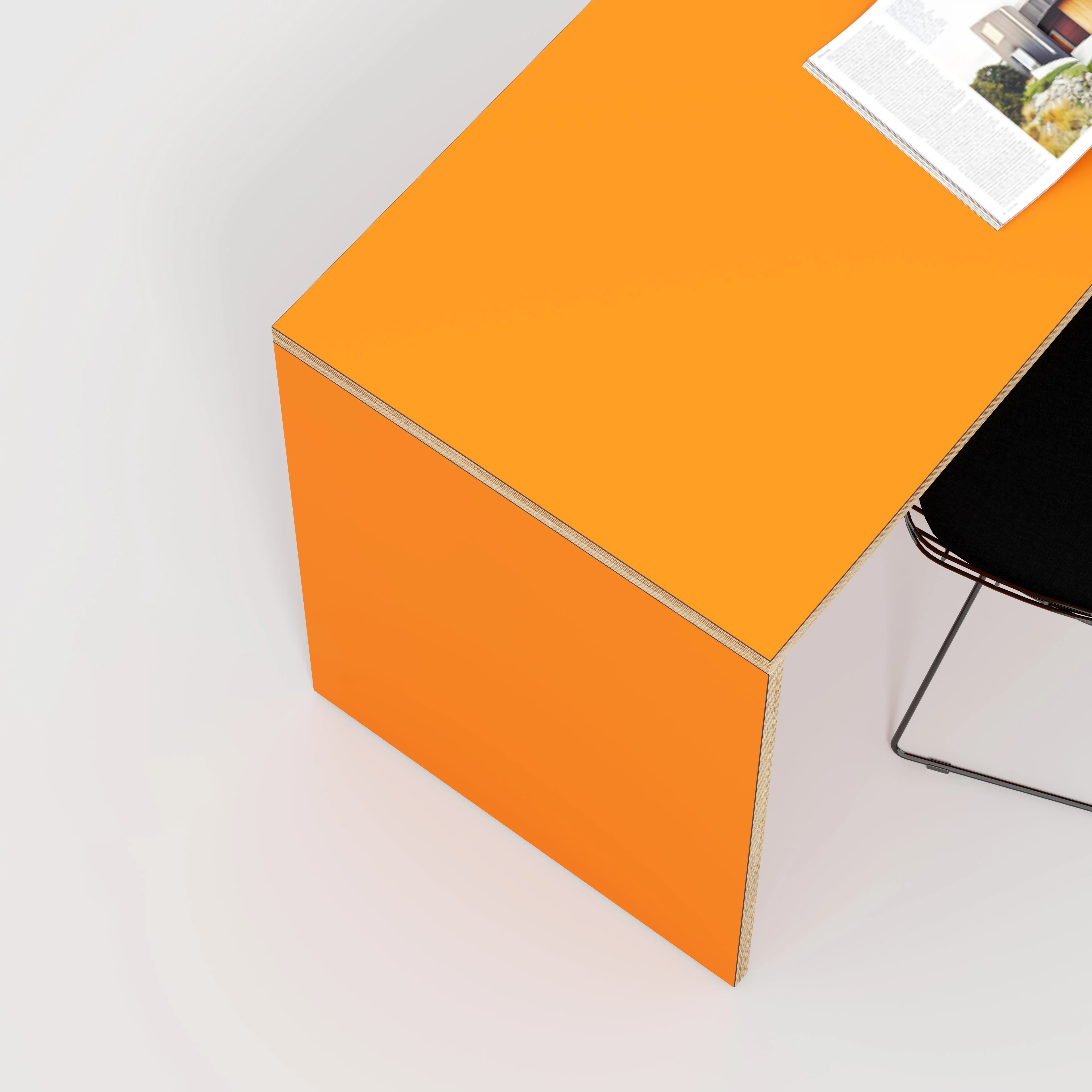 Plywood Desk with Solid Sides - Formica Levante Orange - 1200(w) x 600(d) x 750(h) - Image 3