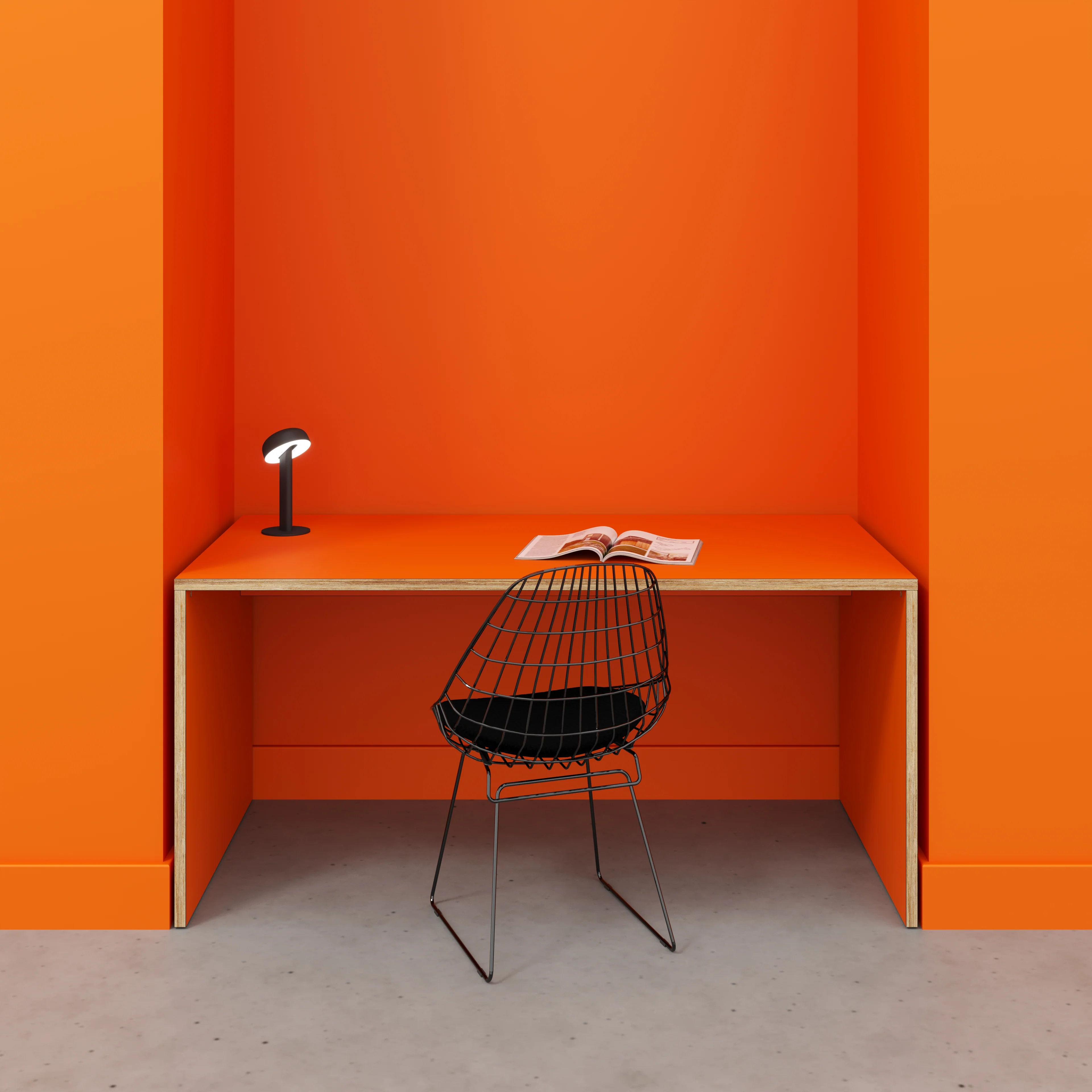 Plywood Desk with Solid Sides - Formica Levante Orange - 1600(w) x 800(d) x 750(h) - Image 2