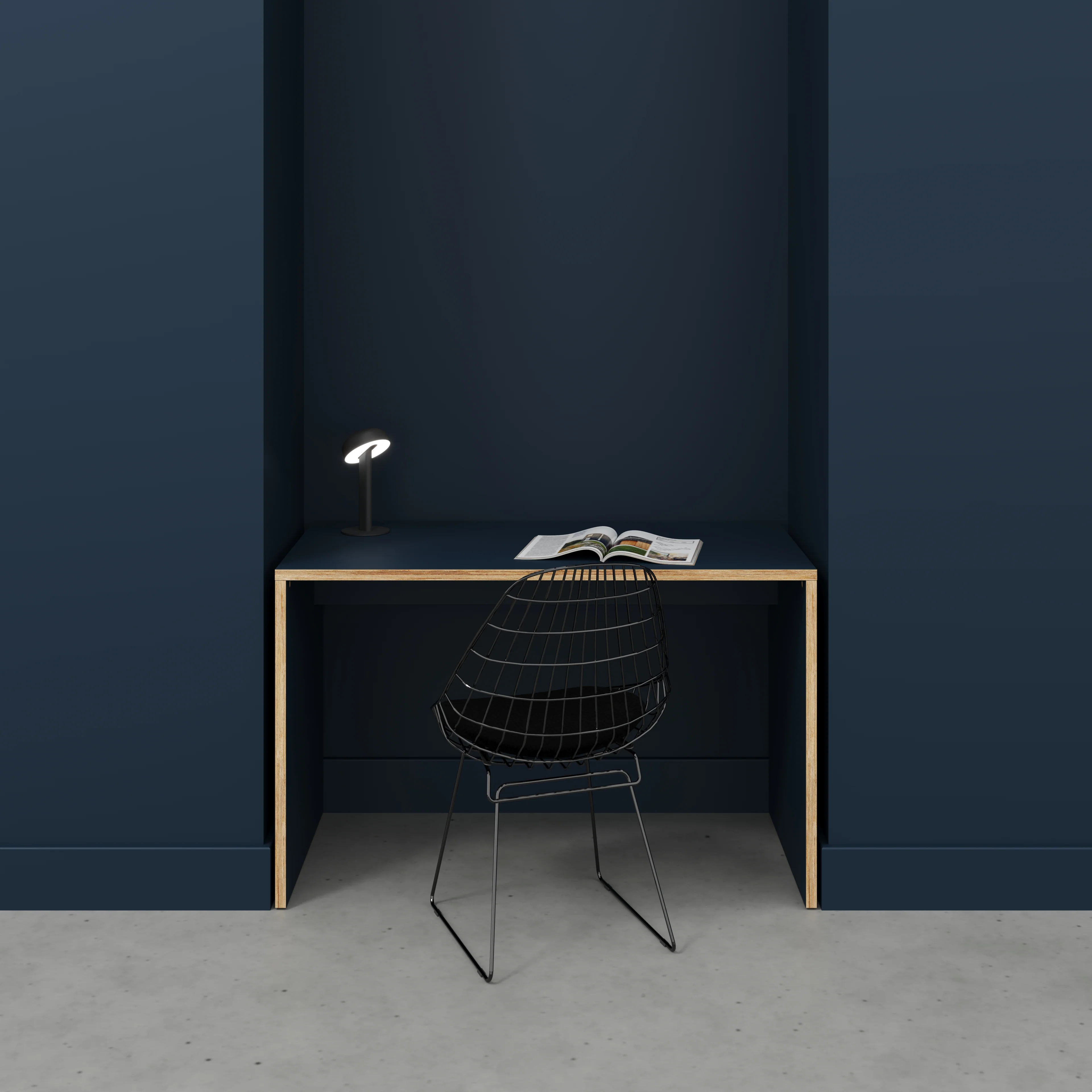 Plywood Desk with Solid Sides - Formica Night Sea Blue - 1200(w) x 600(d) x 750(h) - Image 2