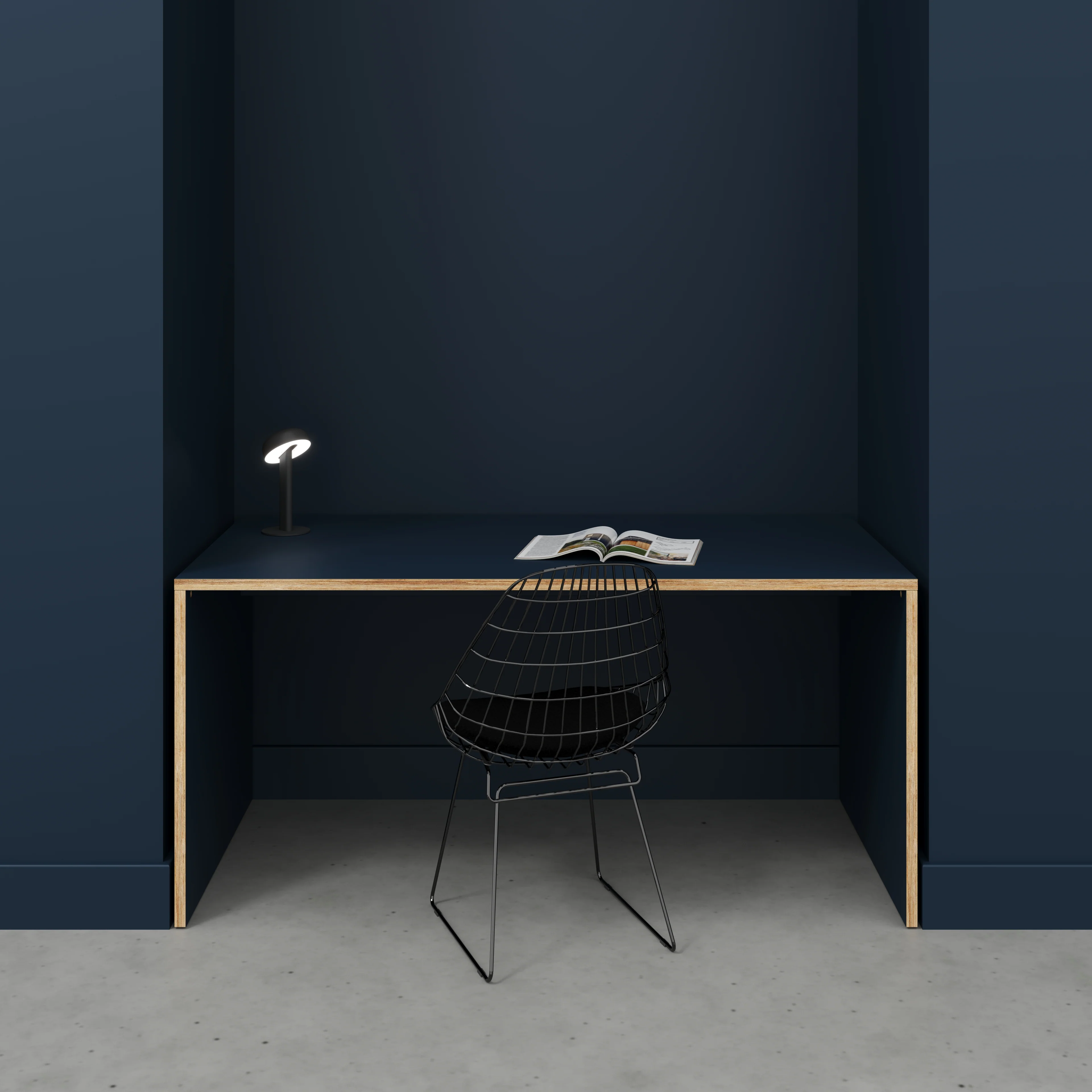 Plywood Desk with Solid Sides - Formica Night Sea Blue - 1600(w) x 800(d) x 750(h) - Image 2