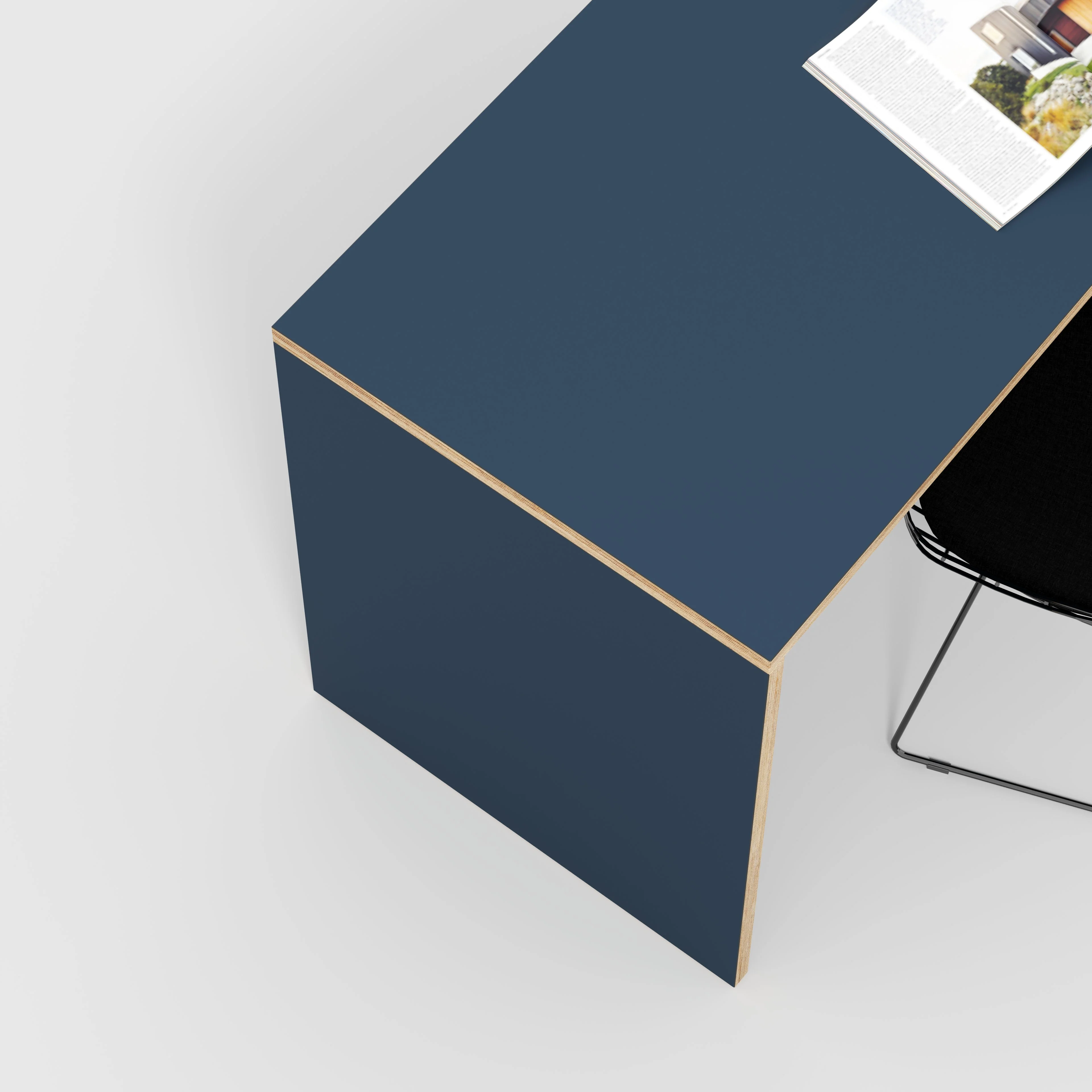 Plywood Desk with Solid Sides - Formica Night Sea Blue - 1600(w) x 800(d) x 750(h) - Image 3