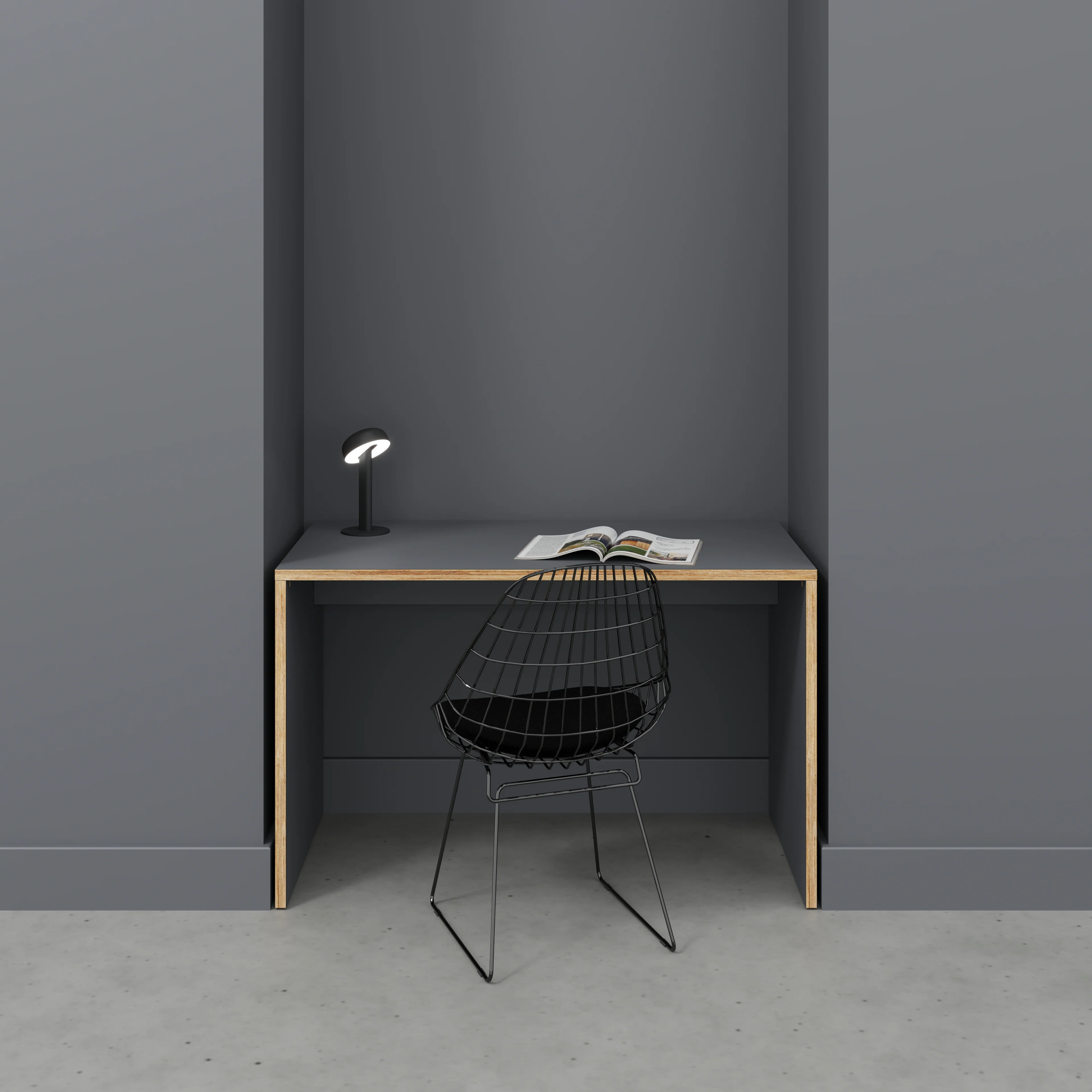 Plywood Desk with Solid Sides - Formica Tornado Grey - 1200(w) x 600(d) x 750(h) - Image 2