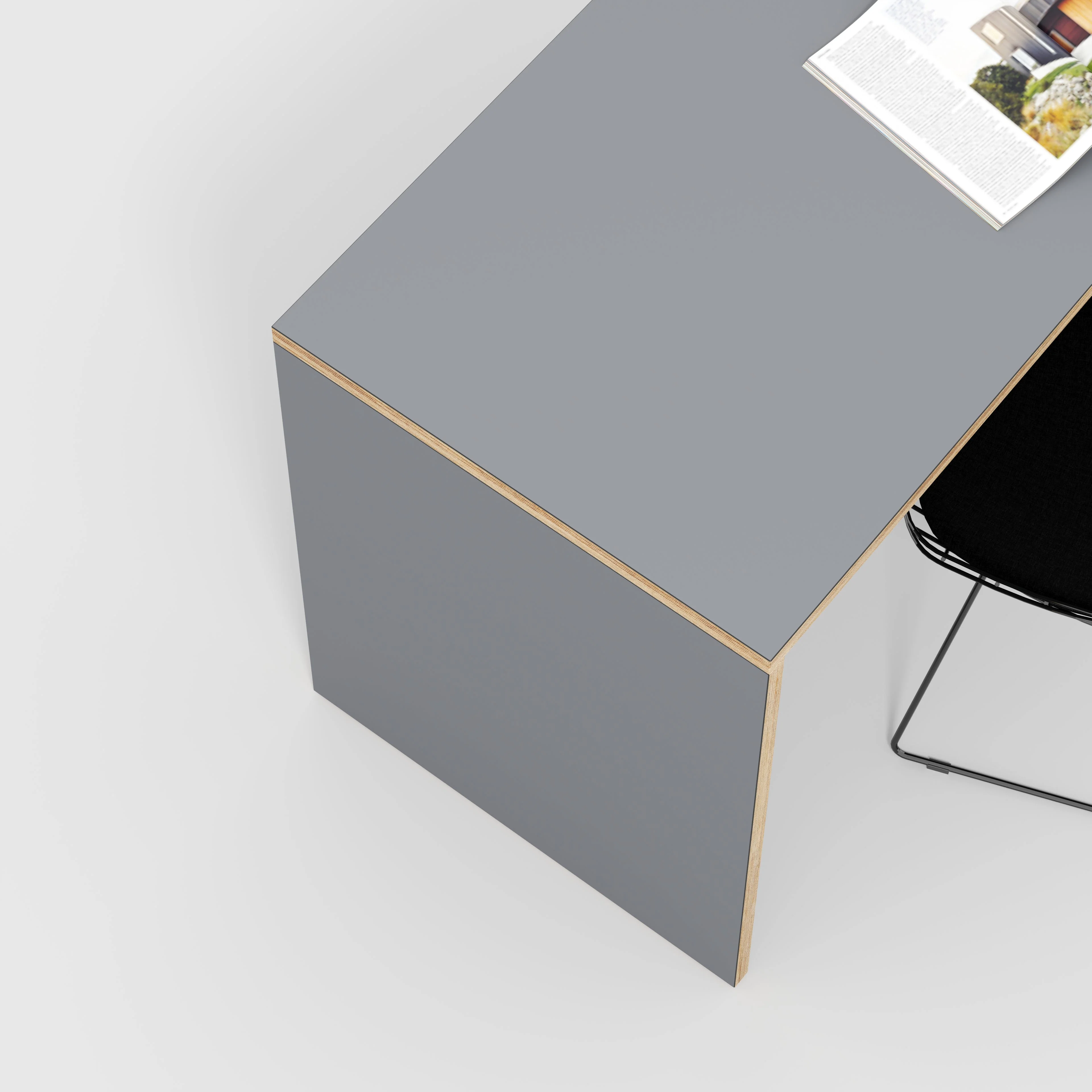 Plywood Desk with Solid Sides - Formica Tornado Grey - 1600(w) x 800(d) x 750(h) - Image 3