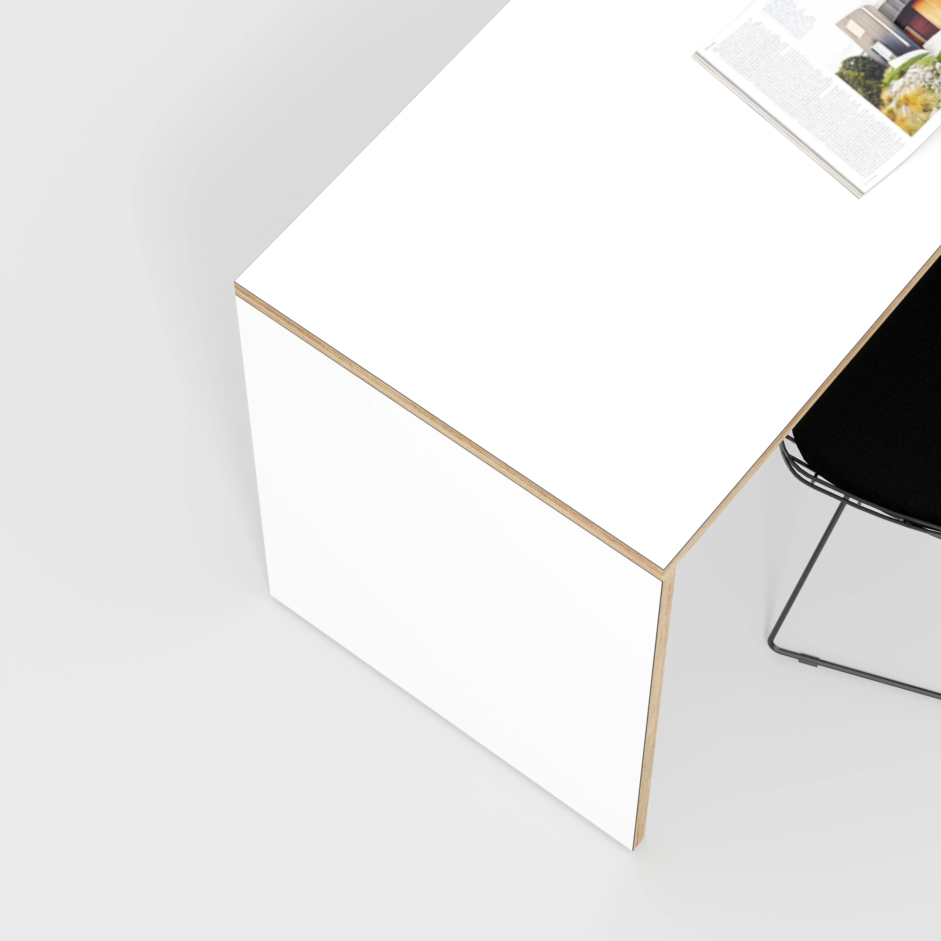 Plywood Desk with Solid Sides - Formica White - 1200(w) x 600(d) x 750(h) - Image 3