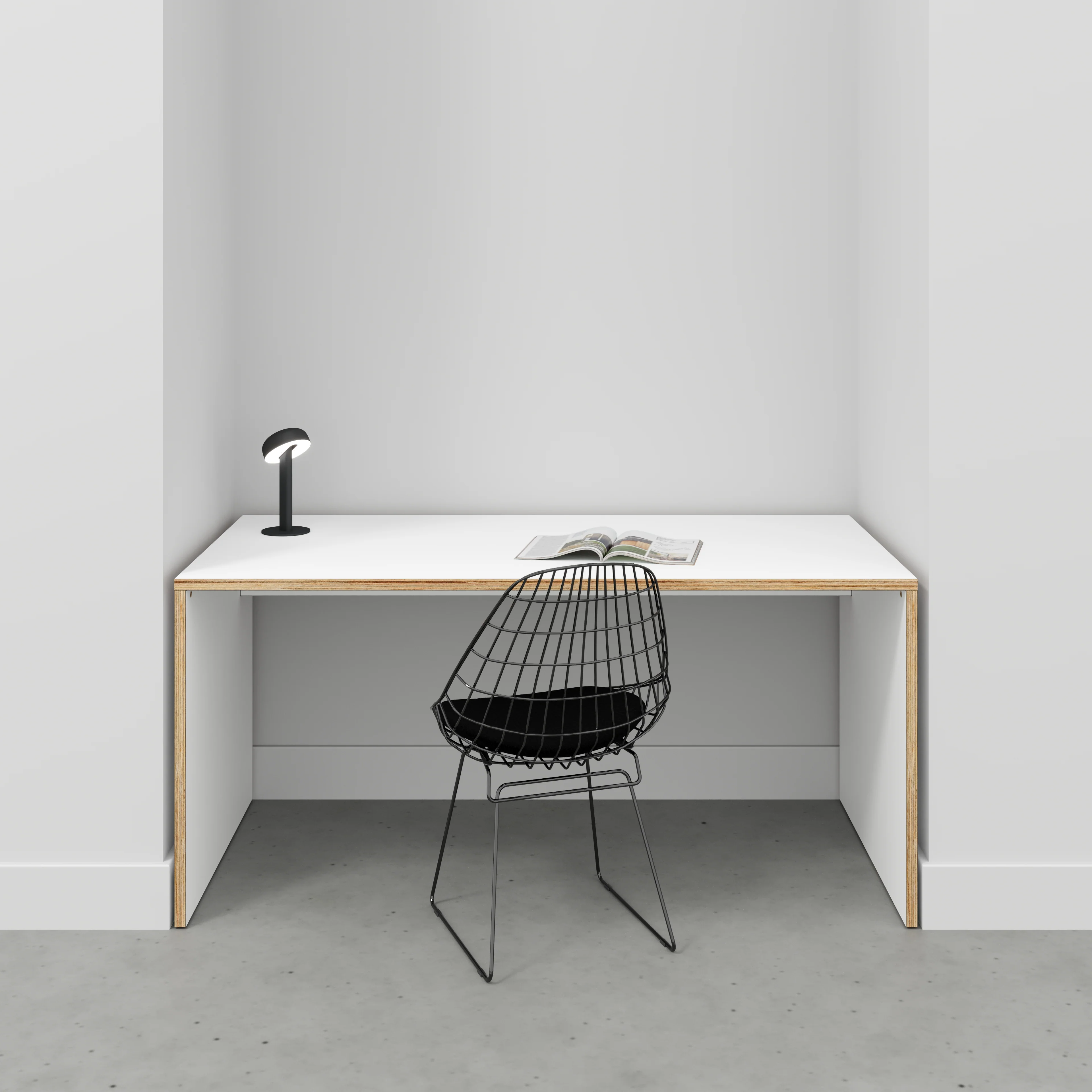 Plywood Desk with Solid Sides - Formica White - 1600(w) x 800(d) x 750(h) - Image 2