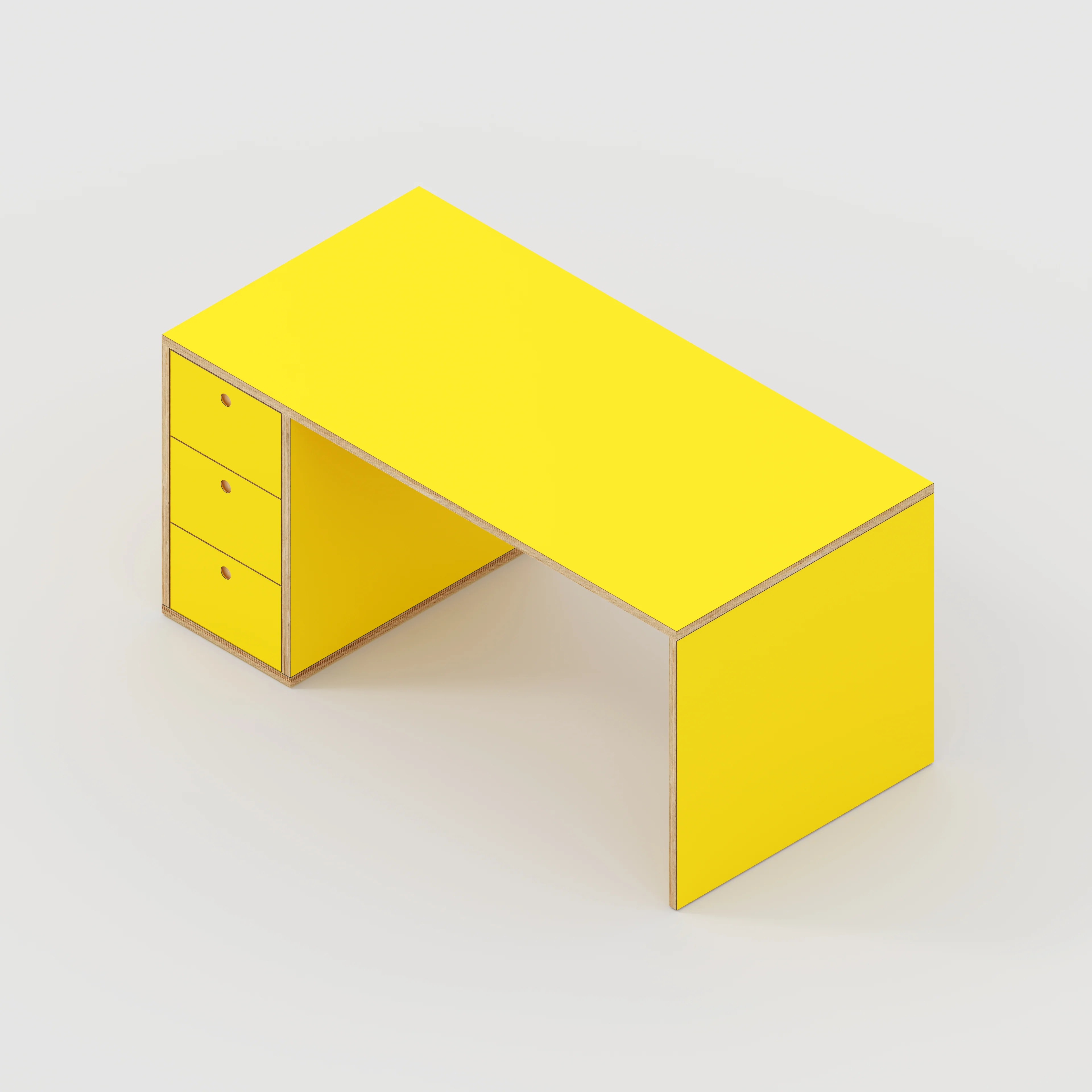 Plywood Desk with Storage Type 1 LH - Drawers - Formica Chrome Yellow - 1600(w) x 800(d) x 750(h) - Image 5