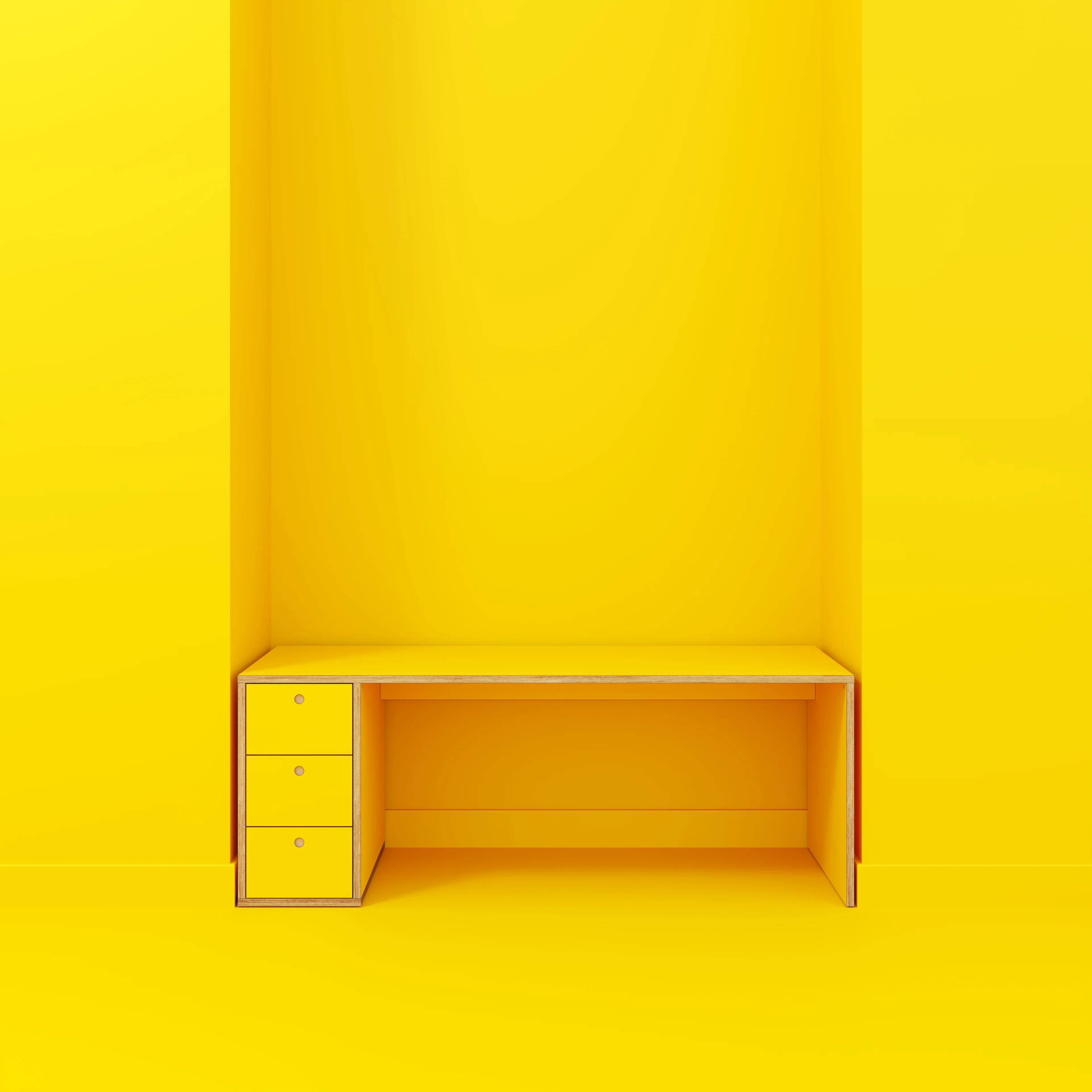 Plywood Desk with Storage Type 1 LH - Drawers - Formica Chrome Yellow - 2000(w) x 800(d) x 750(h) - Image 2