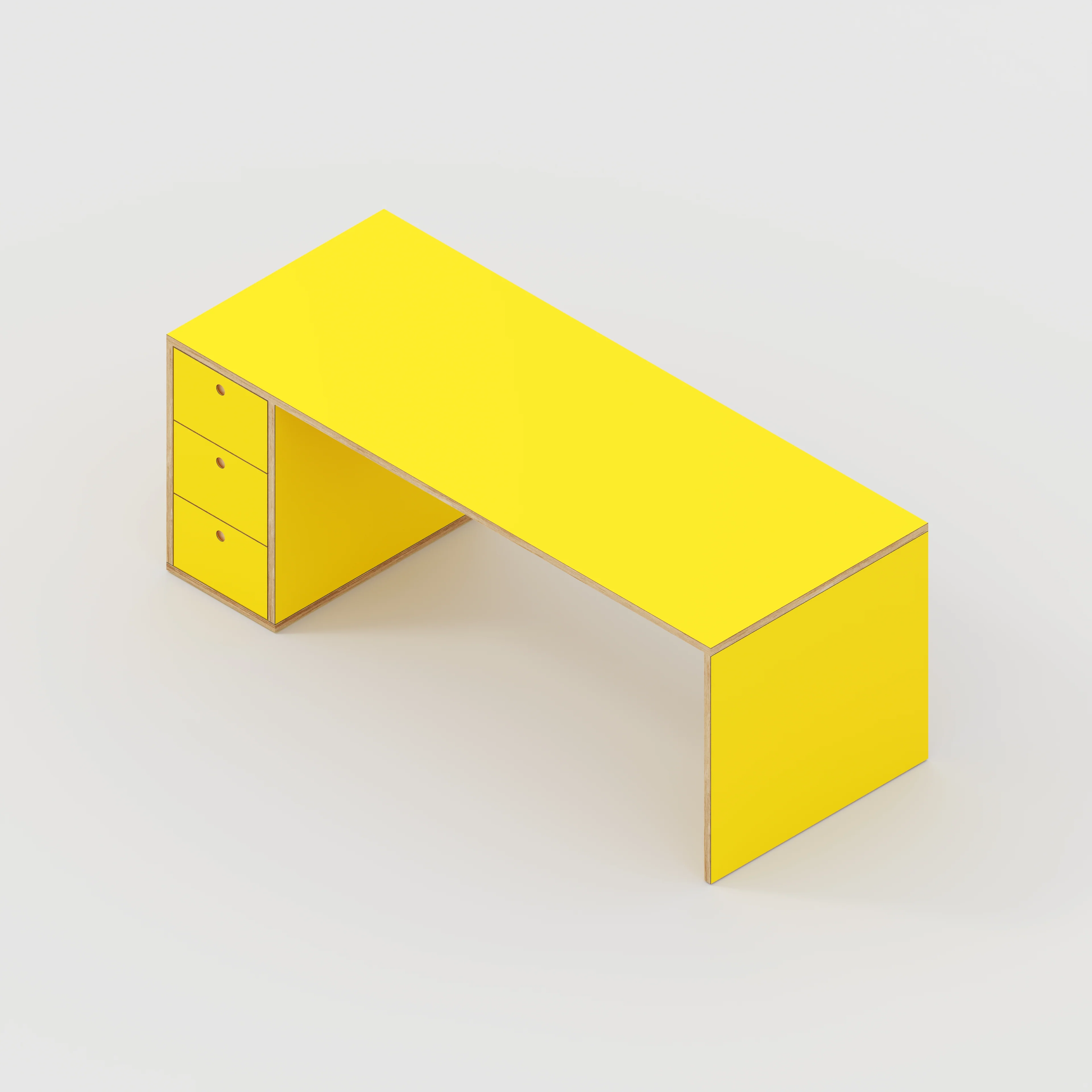 Plywood Desk with Storage Type 1 LH - Drawers - Formica Chrome Yellow - 2000(w) x 800(d) x 750(h) - Image 5