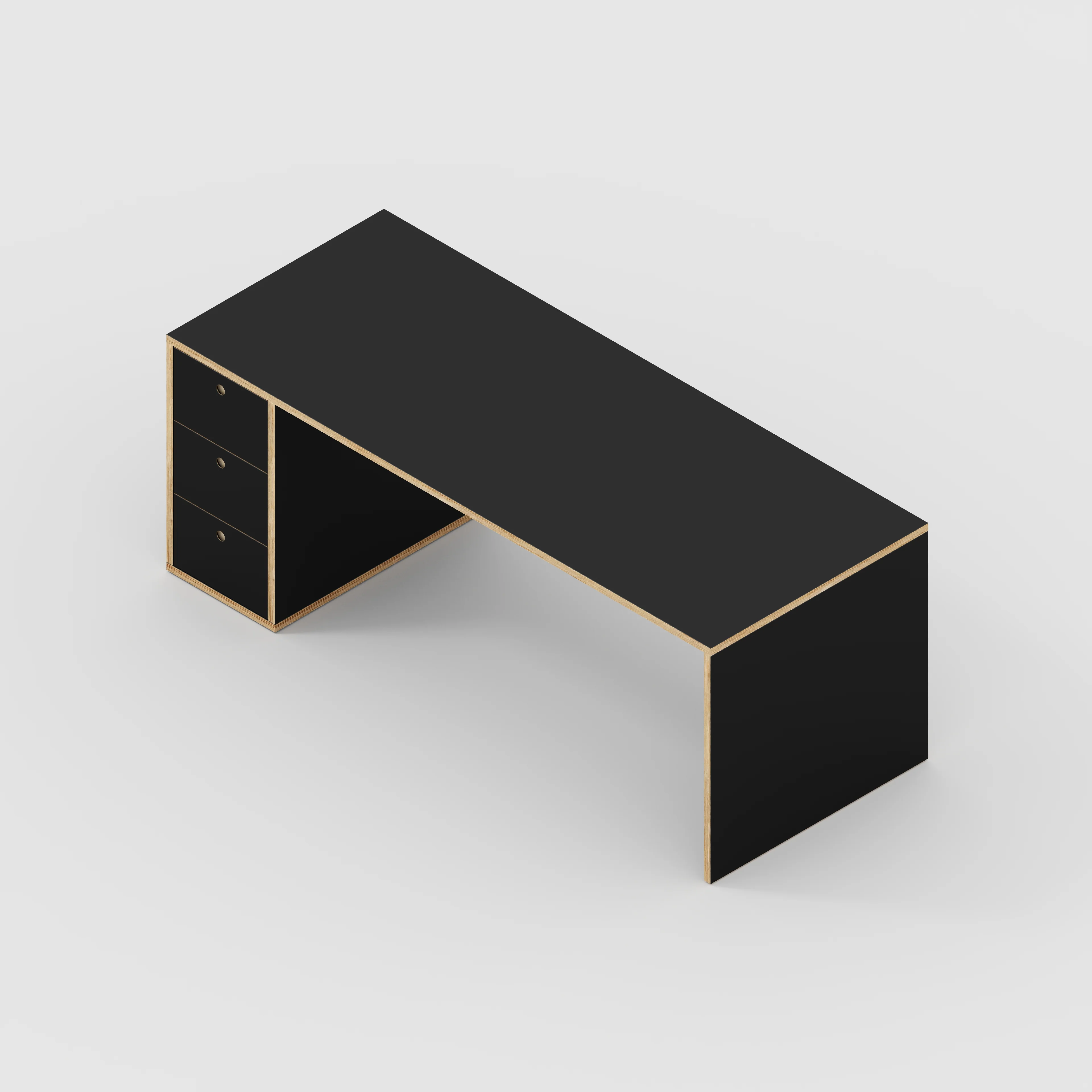 Plywood Desk with Storage Type 1 LH - Drawers - Formica Diamond Black - 2000(w) x 800(d) x 750(h) - Image 5