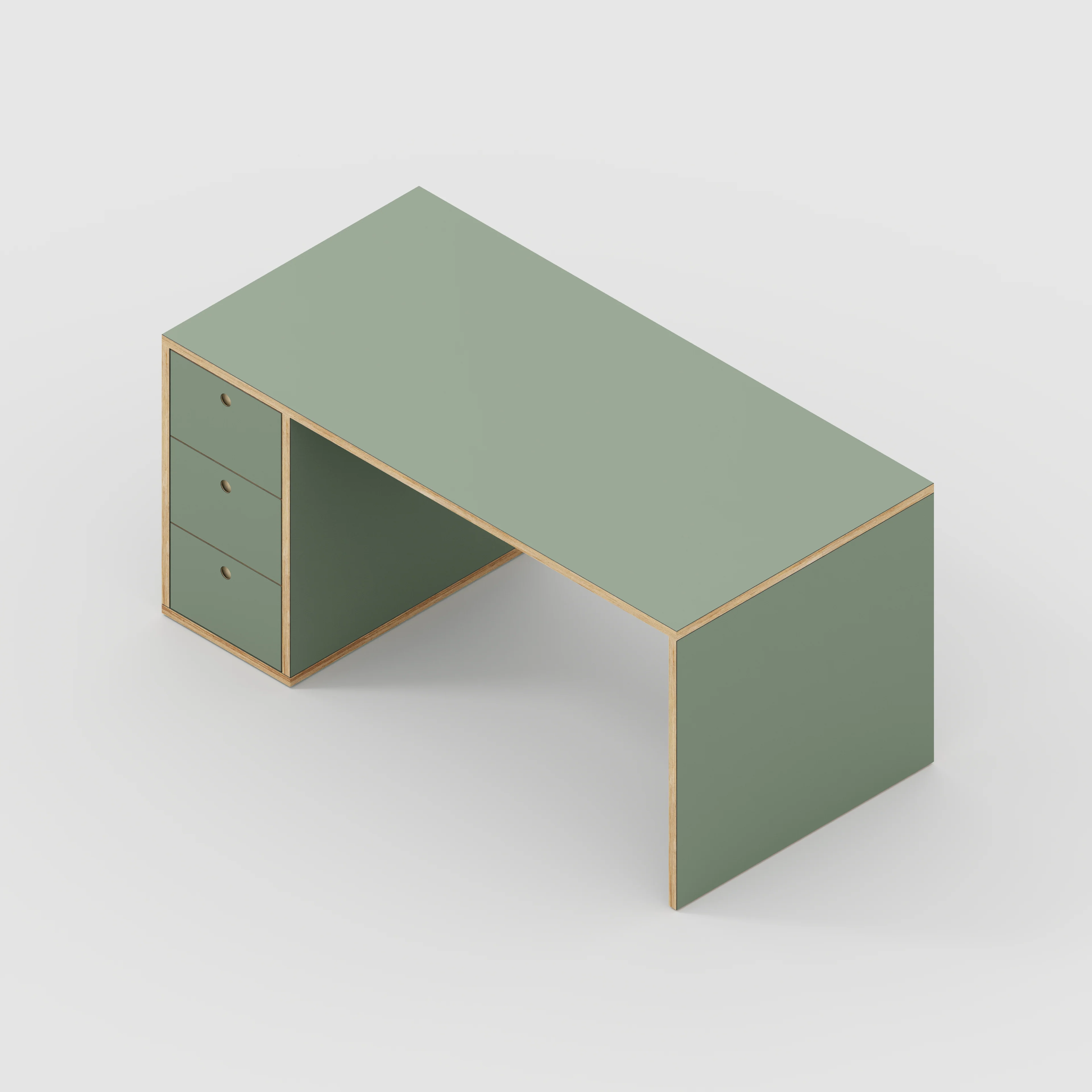 Plywood Desk with Storage Type 1 LH - Drawers - Formica Green Slate - 1600(w) x 800(d) x 750(h) - Image 5