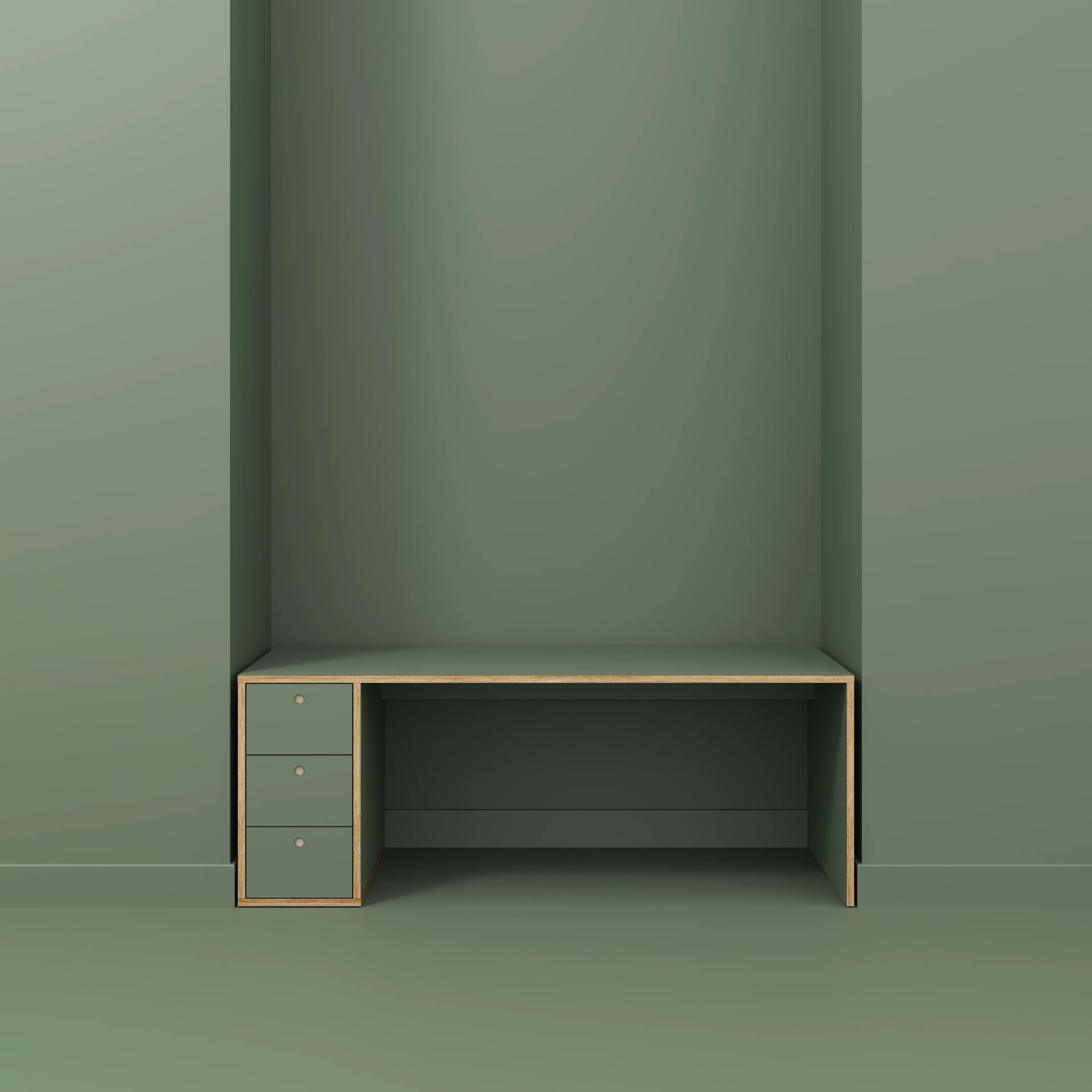 Plywood Desk with Storage Type 1 LH - Drawers - Formica Green Slate - 2000(w) x 800(d) x 750(h) - Image 2