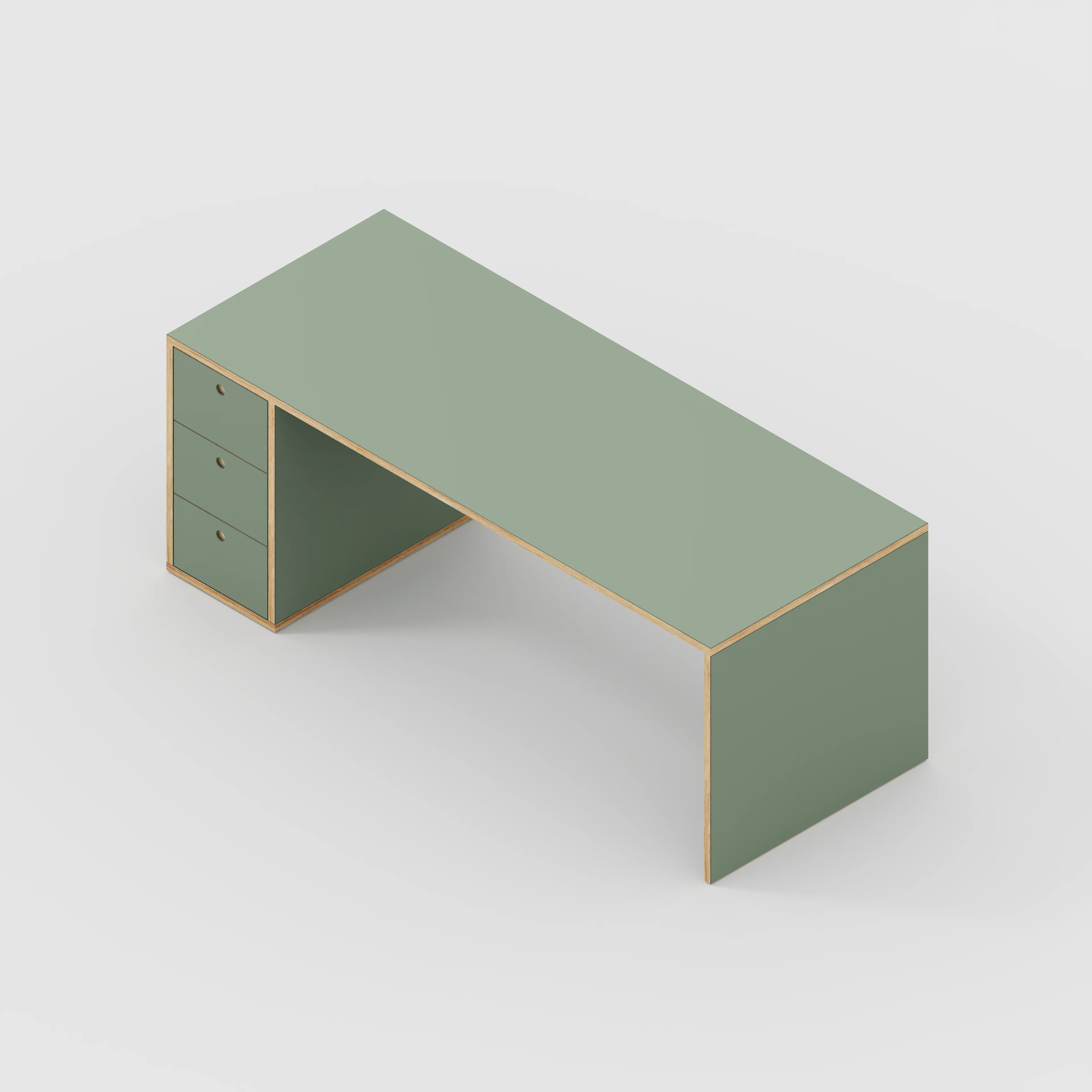 Plywood Desk with Storage Type 1 LH - Drawers - Formica Green Slate - 2000(w) x 800(d) x 750(h) - Image 5