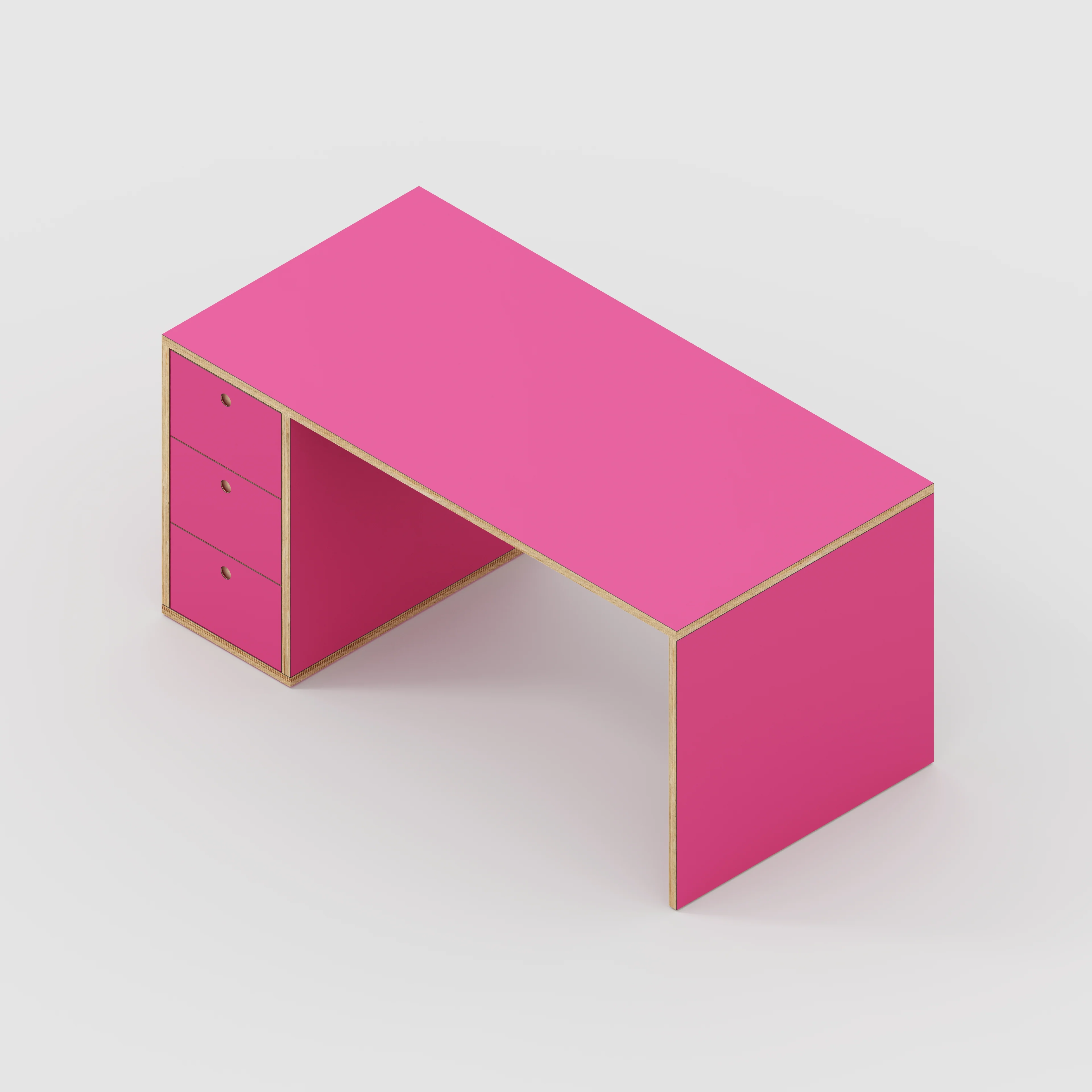 Plywood Desk with Storage Type 1 LH - Drawers - Formica Juicy Pink - 1600(w) x 800(d) x 750(h) - Image 5