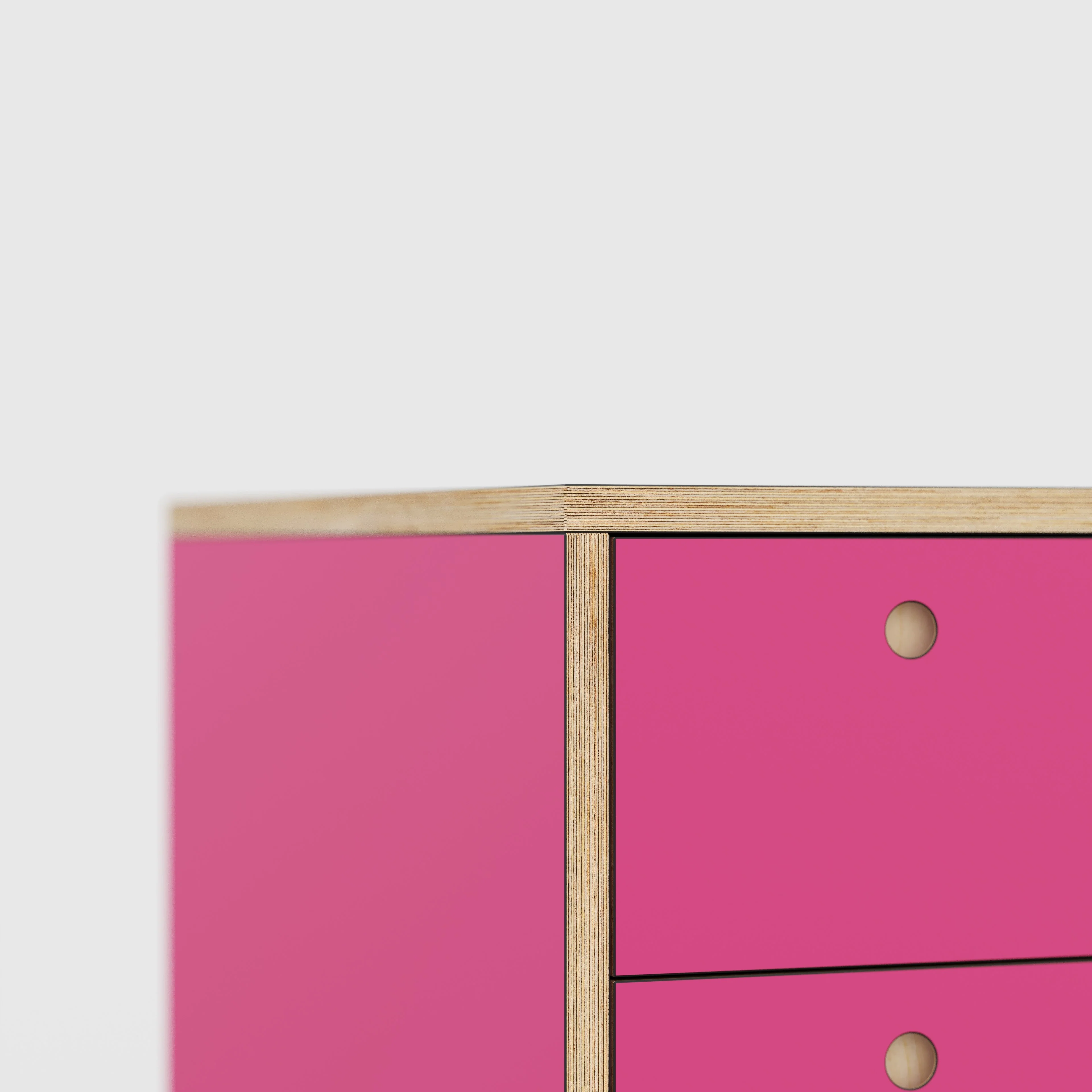 Plywood Desk with Storage Type 1 LH - Drawers - Formica Juicy Pink - 2000(w) x 800(d) x 750(h) - Image 4