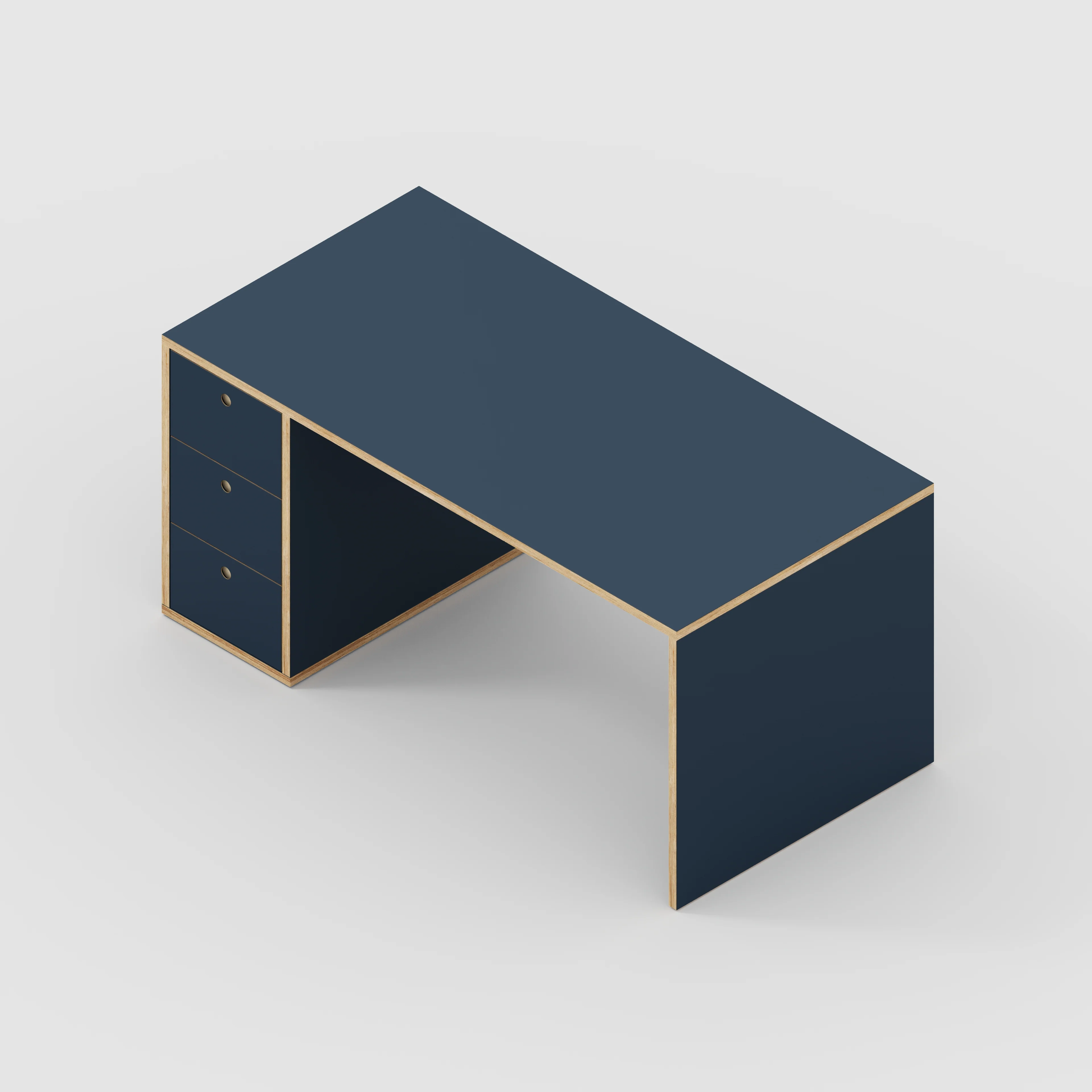 Plywood Desk with Storage Type 1 LH - Drawers - Formica Night Sea Blue - 1600(w) x 800(d) x 750(h) - Image 5