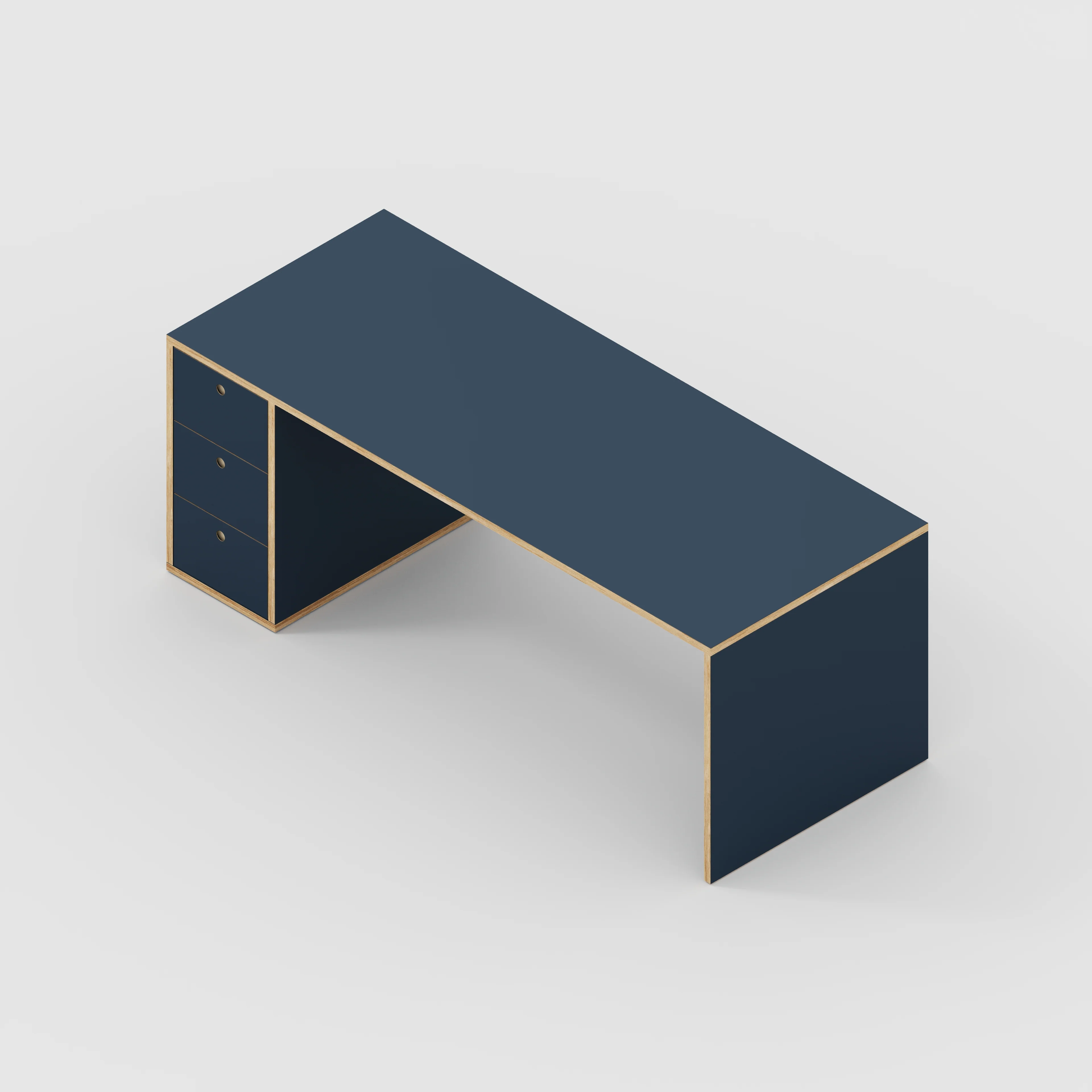 Plywood Desk with Storage Type 1 LH - Drawers - Formica Night Sea Blue - 2000(w) x 800(d) x 750(h) - Image 5