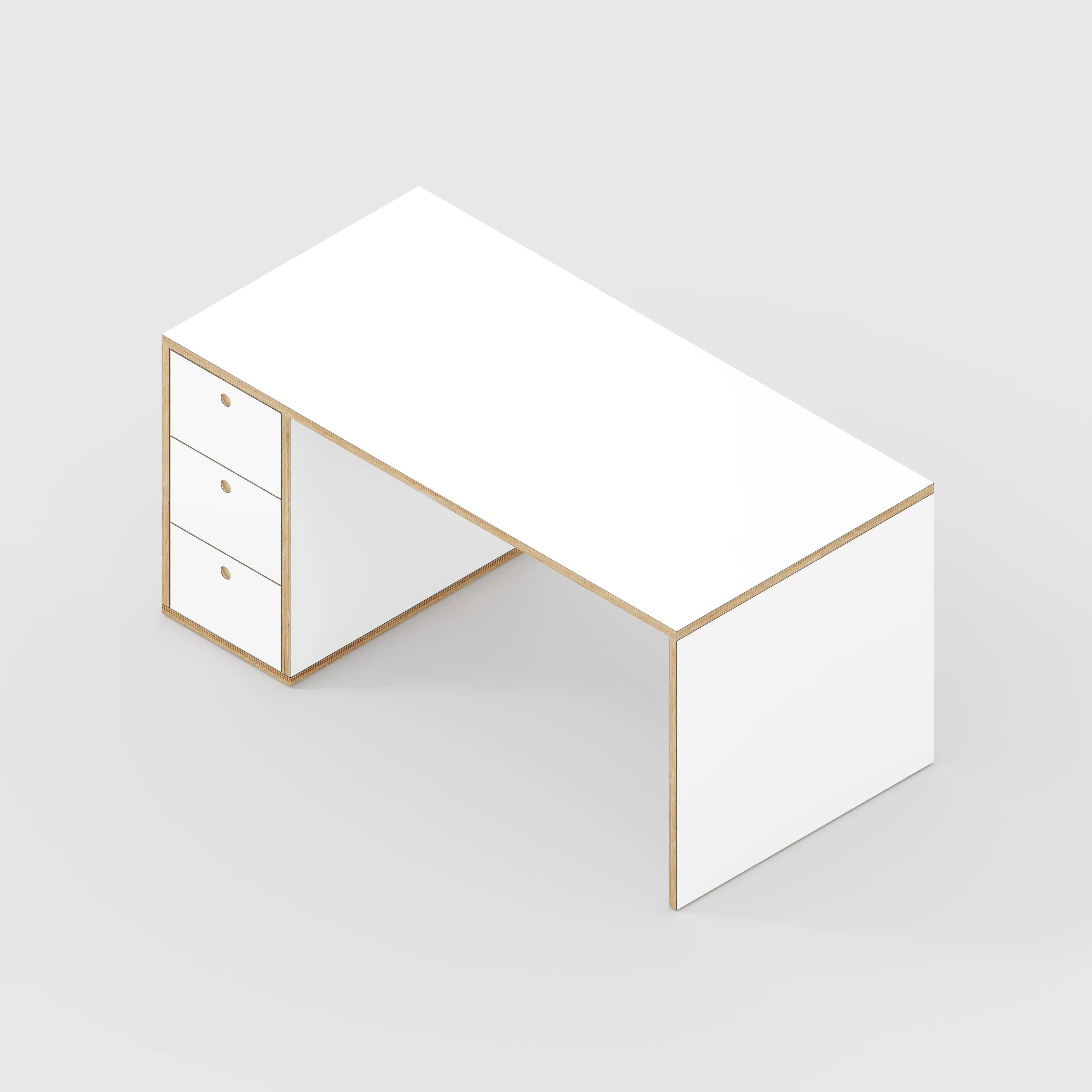 Plywood Desk with Storage Type 1 LH - Drawers - Formica White - 1600(w) x 800(d) x 750(h) - Image 5