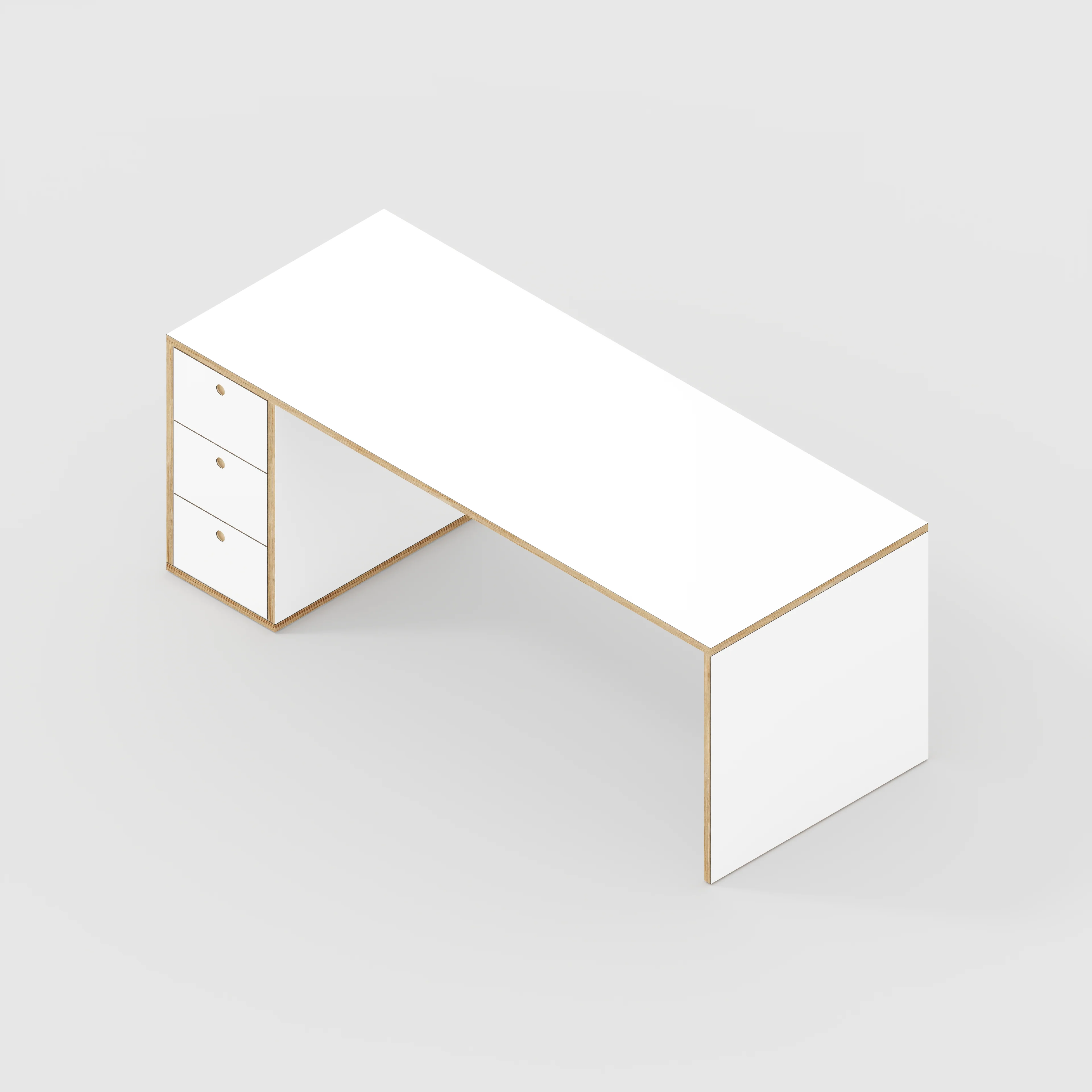 Plywood Desk with Storage Type 1 LH - Drawers - Formica White - 2000(w) x 800(d) x 750(h) - Image 5