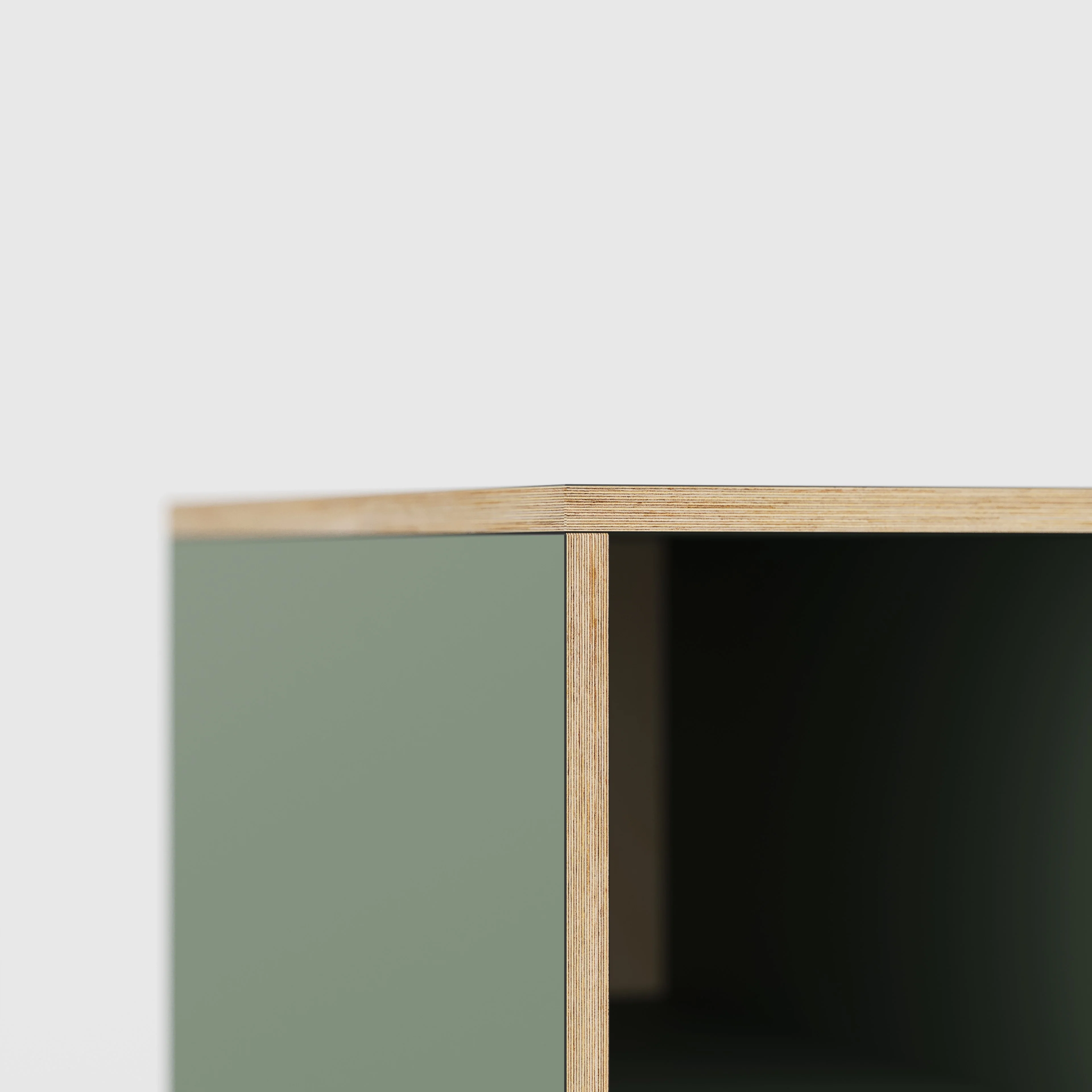 Plywood Desk with Storage Type 1 LH - Open Shelves - Formica Green Slate - 1600(w) x 800(d) x 750(h) - Image 4