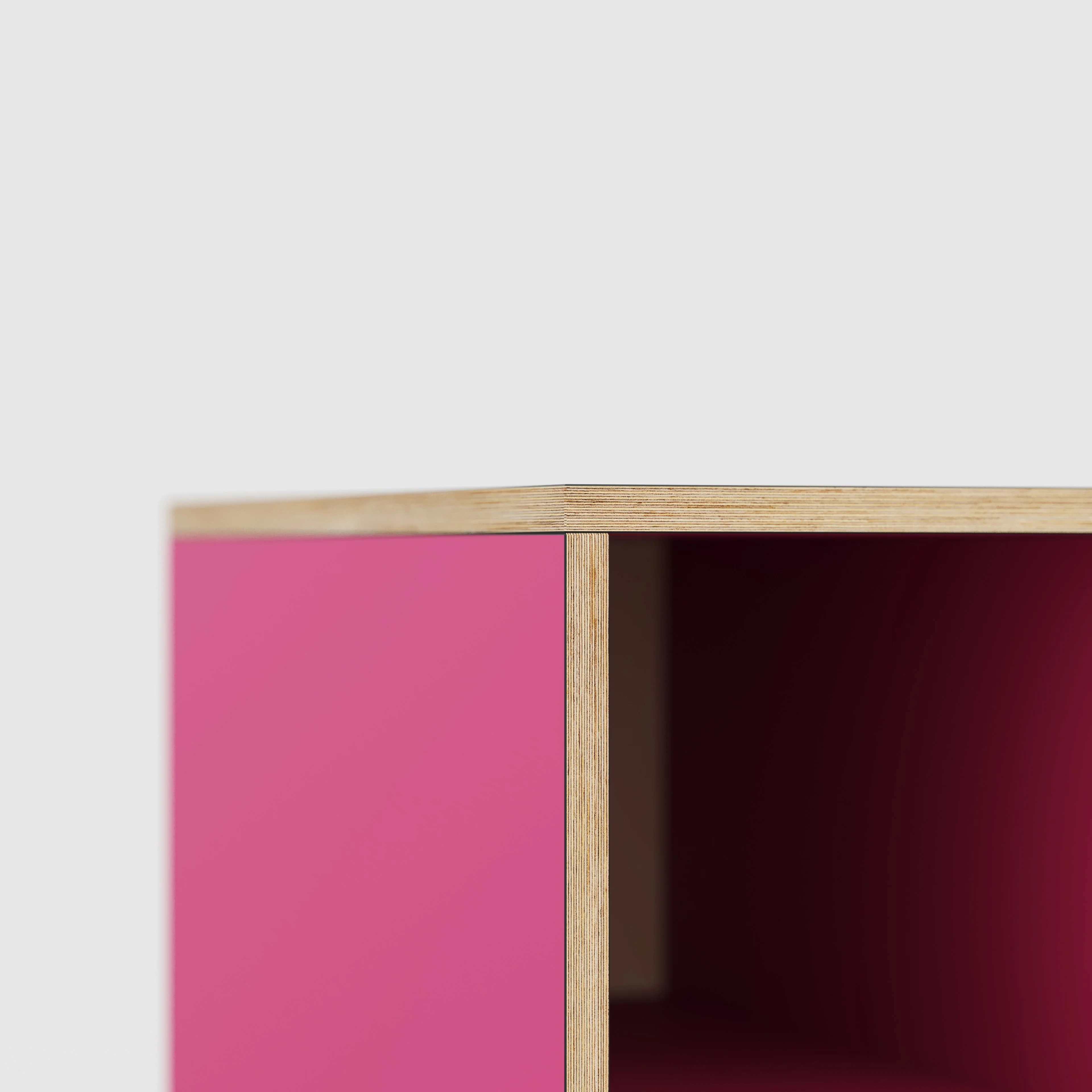 Plywood Desk with Storage Type 1 LH - Open Shelves - Formica Juicy Pink - 1600(w) x 800(d) x 750(h) - Image 4