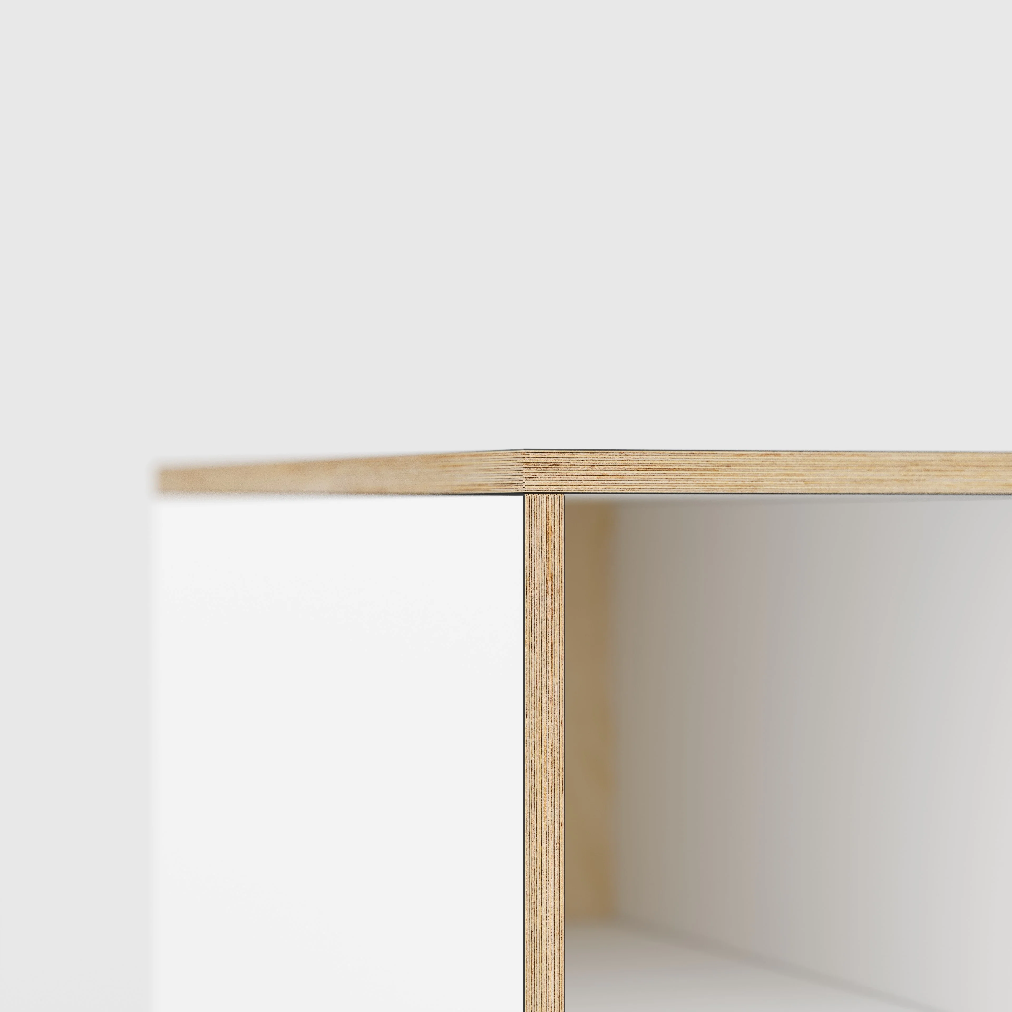 Plywood Desk with Storage Type 1 LH - Open Shelves - Formica White - 2000(w) x 800(d) x 750(h) - Image 4